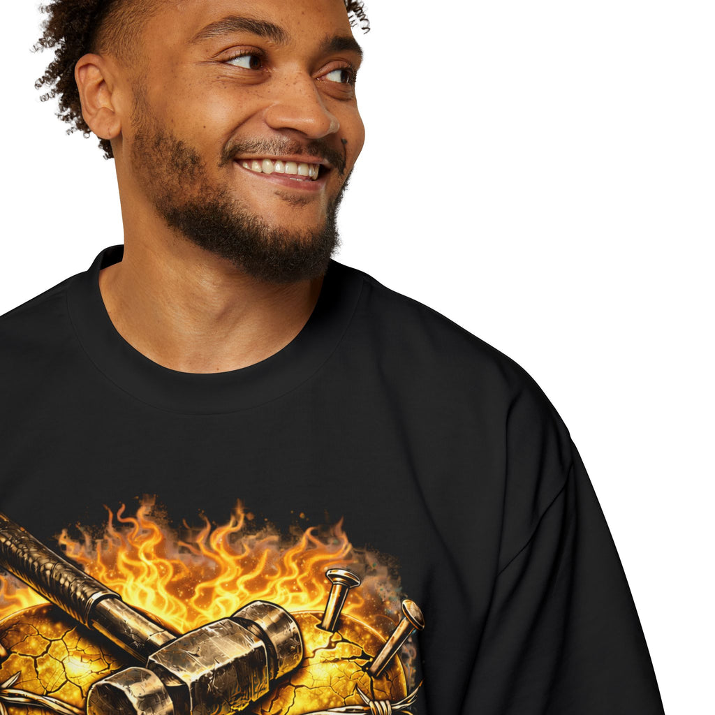 Oversized Discipline Over Emotions Graphic Tee (Gold Heart) Printify