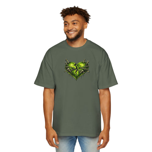 Adult *Oversized* Discipline Over Emotions (Back) Graphic Tee (Lime Green Heart) Printify