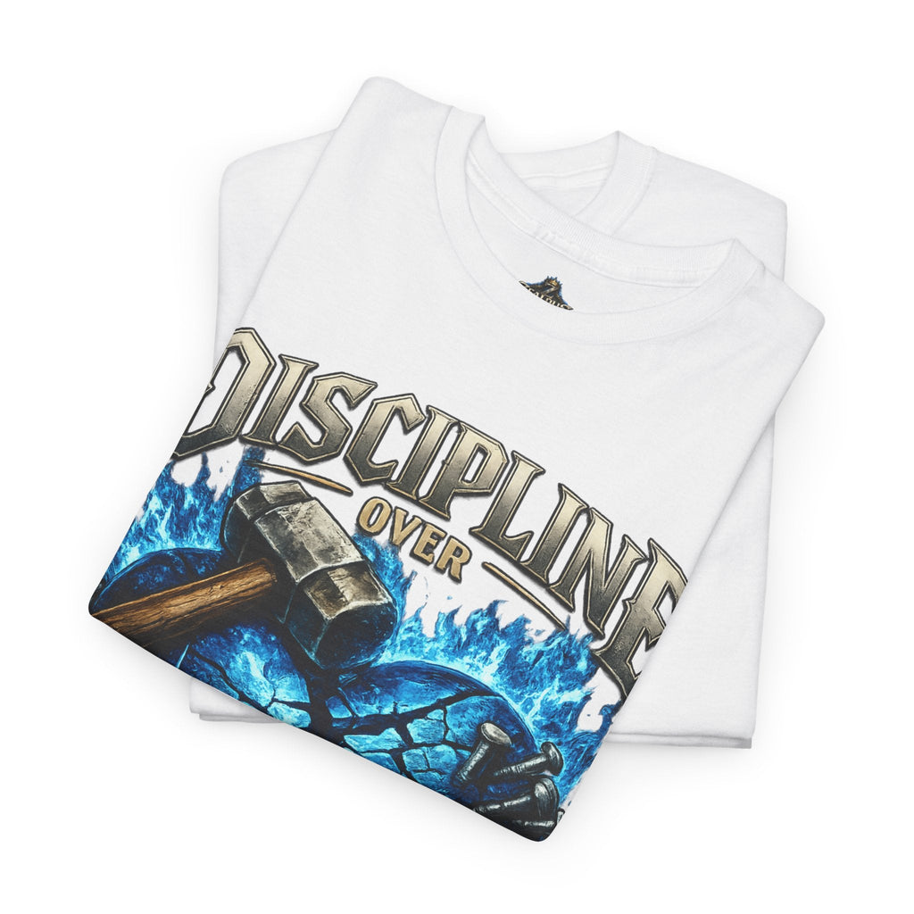 Discipline Over Emotions Graphic T-Shirt (Blue Heart) Printify