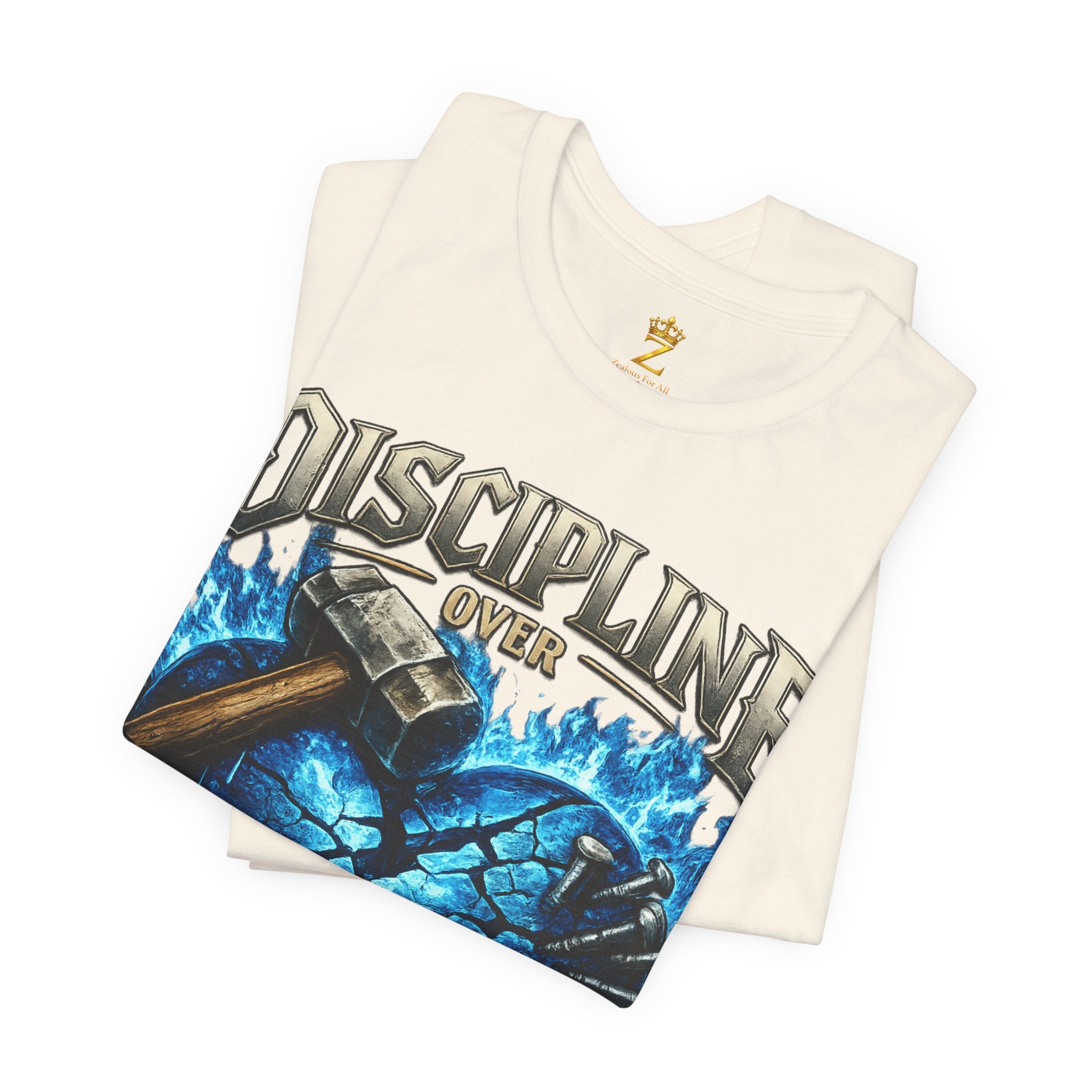 Discipline Over Emotions Premium Graphic T-Shirt (Blue Heart) Printify
