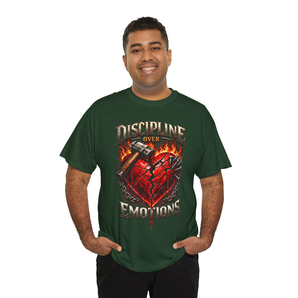 Discipline Over Emotions Graphic T-Shirt (Red Heart) Printify