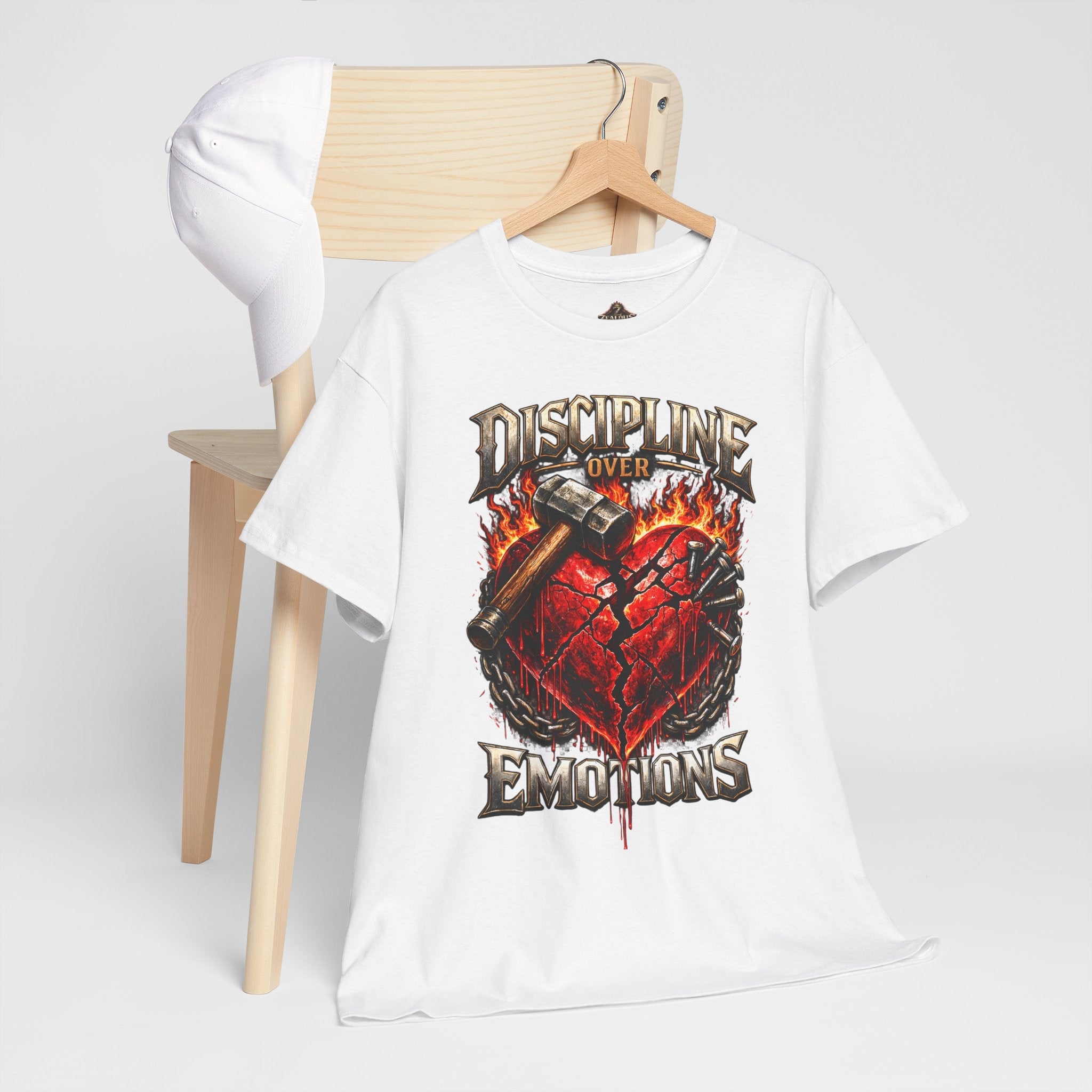 Discipline Over Emotions Graphic T-Shirt (Red Heart) Printify