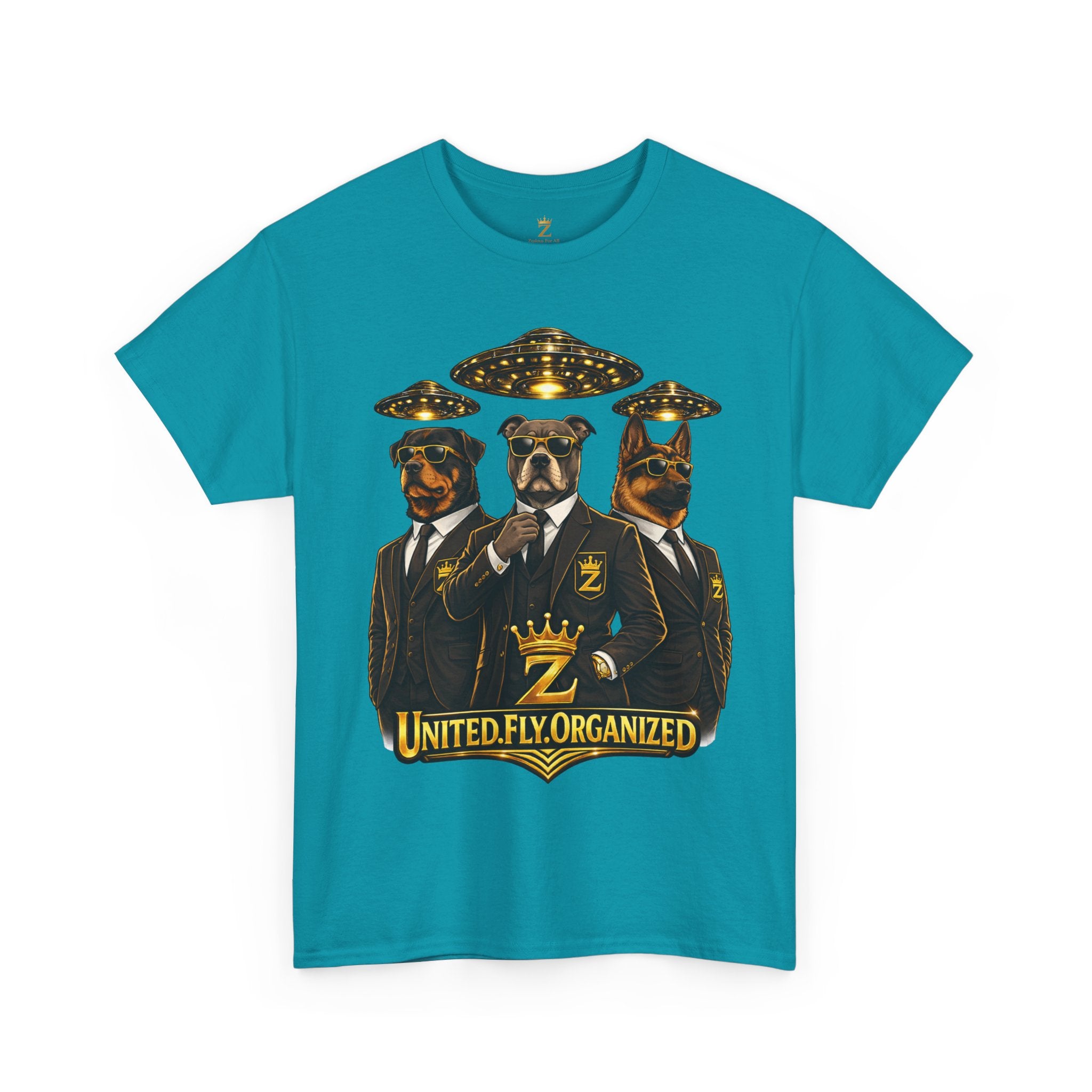 Adult "United. Fly. Organized." Graphic Tee (Gold) Printify
