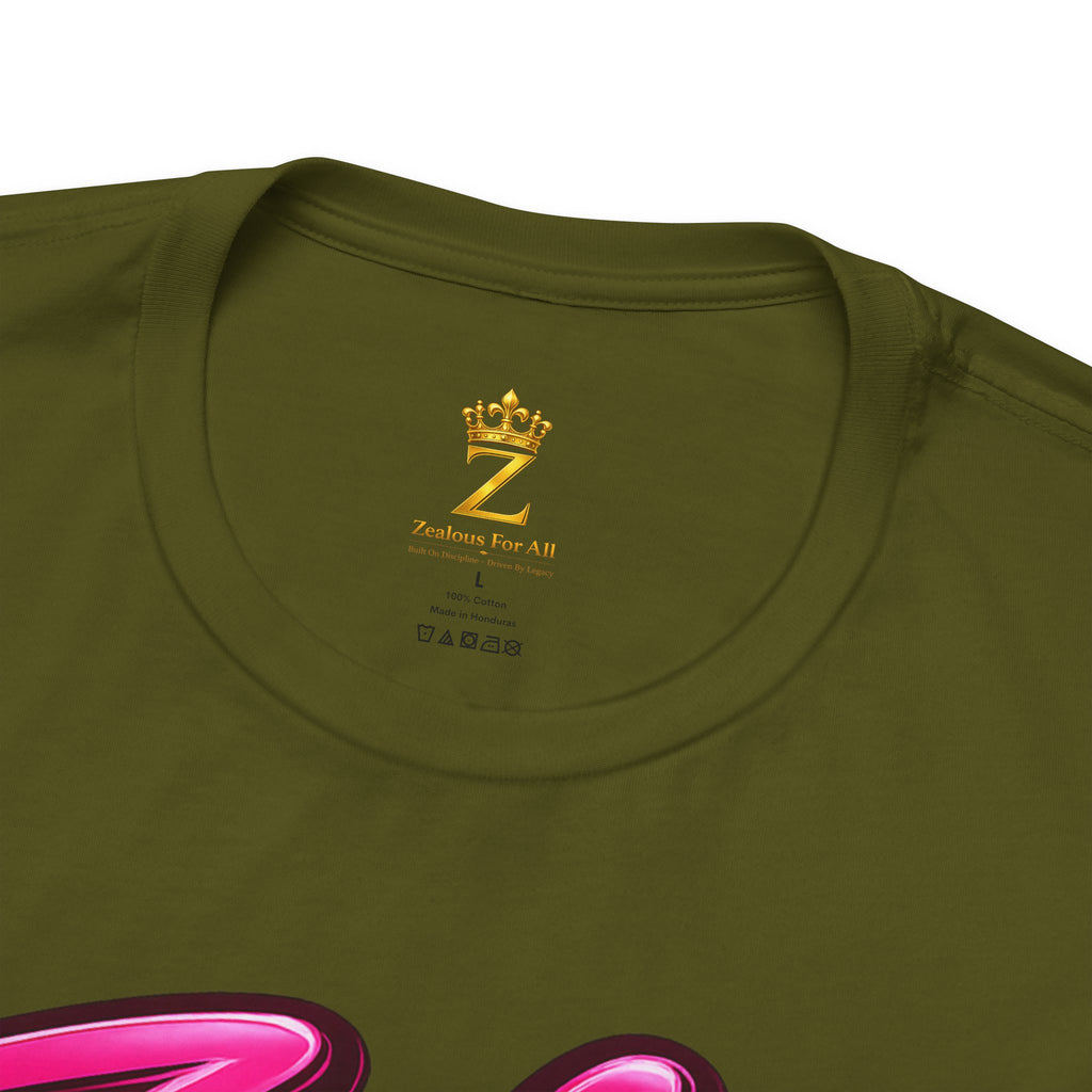 Zealous For All Graphic T-Shirt (Hot Pink Logo) Printify