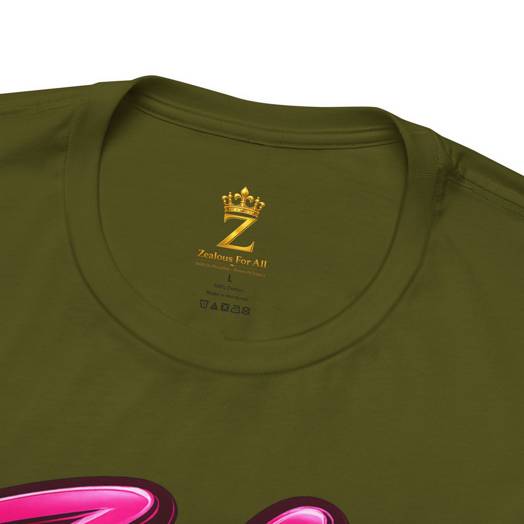 Zealous For All Graphic T-Shirt (Hot Pink Logo) Printify
