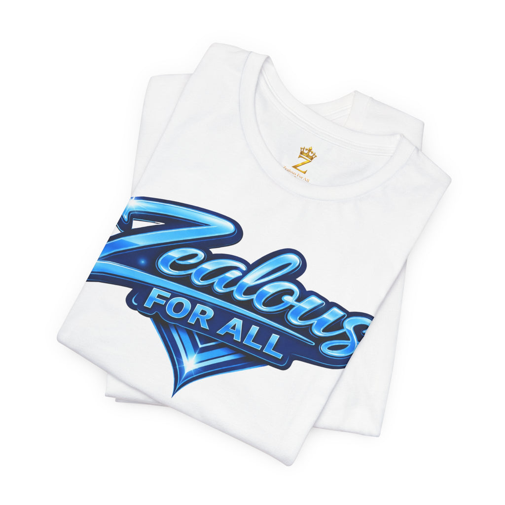 Zealous For All Graphic T-Shirt (Blue Logo) Printify