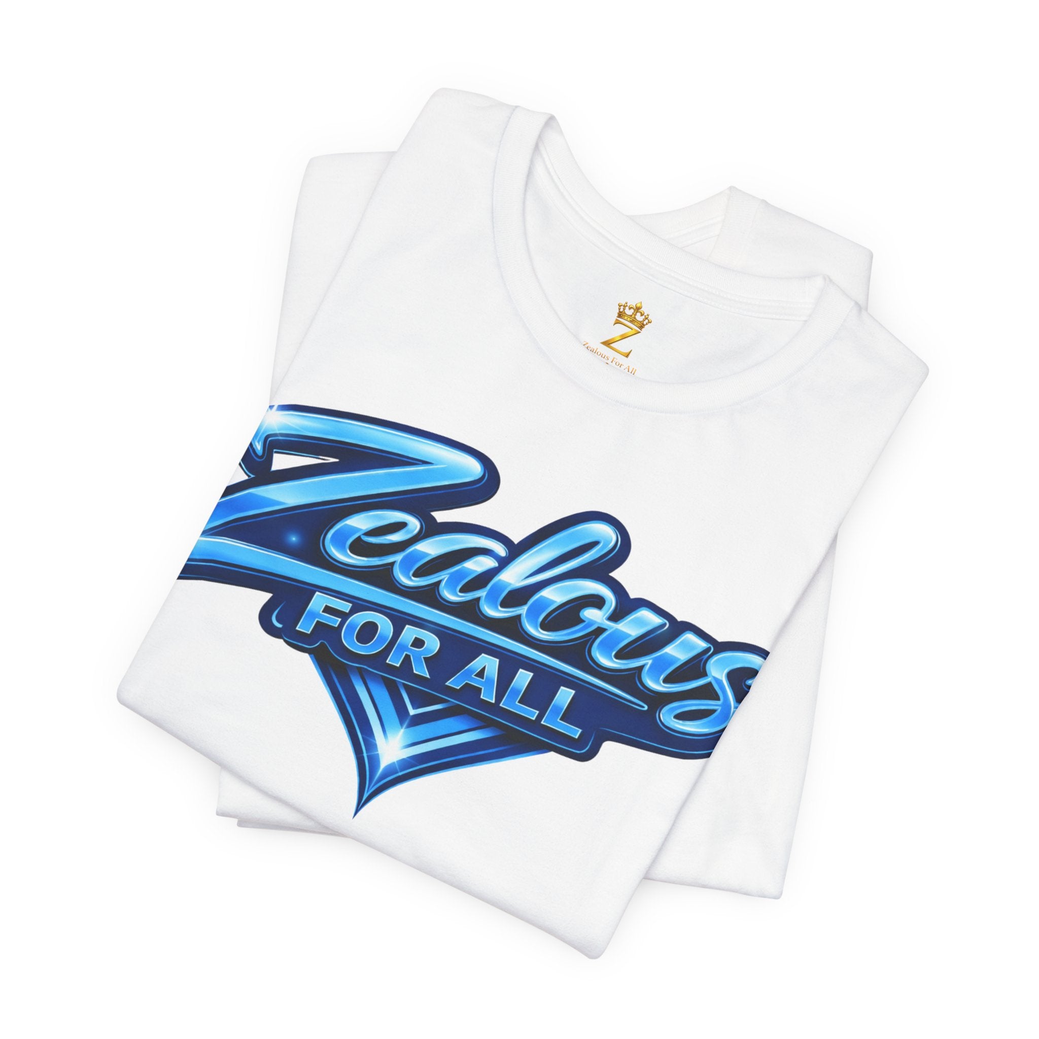 Zealous For All Graphic T-Shirt (Blue Logo) Printify