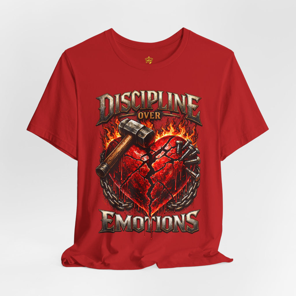 Discipline Over Emotions Premium Graphic T-Shirt (Red Heart) Printify