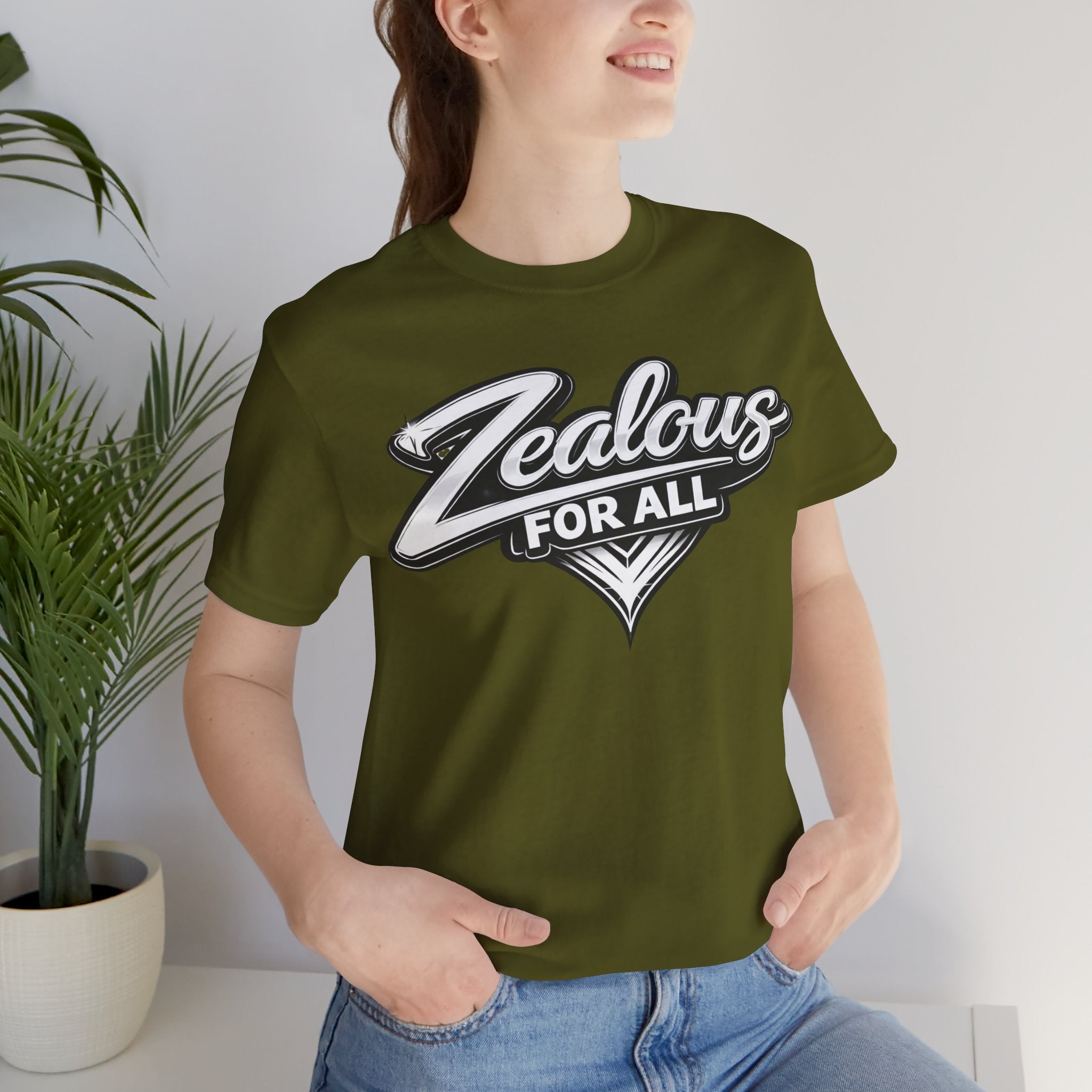 Zealous For All Graphic T-Shirt (White Logo) Printify