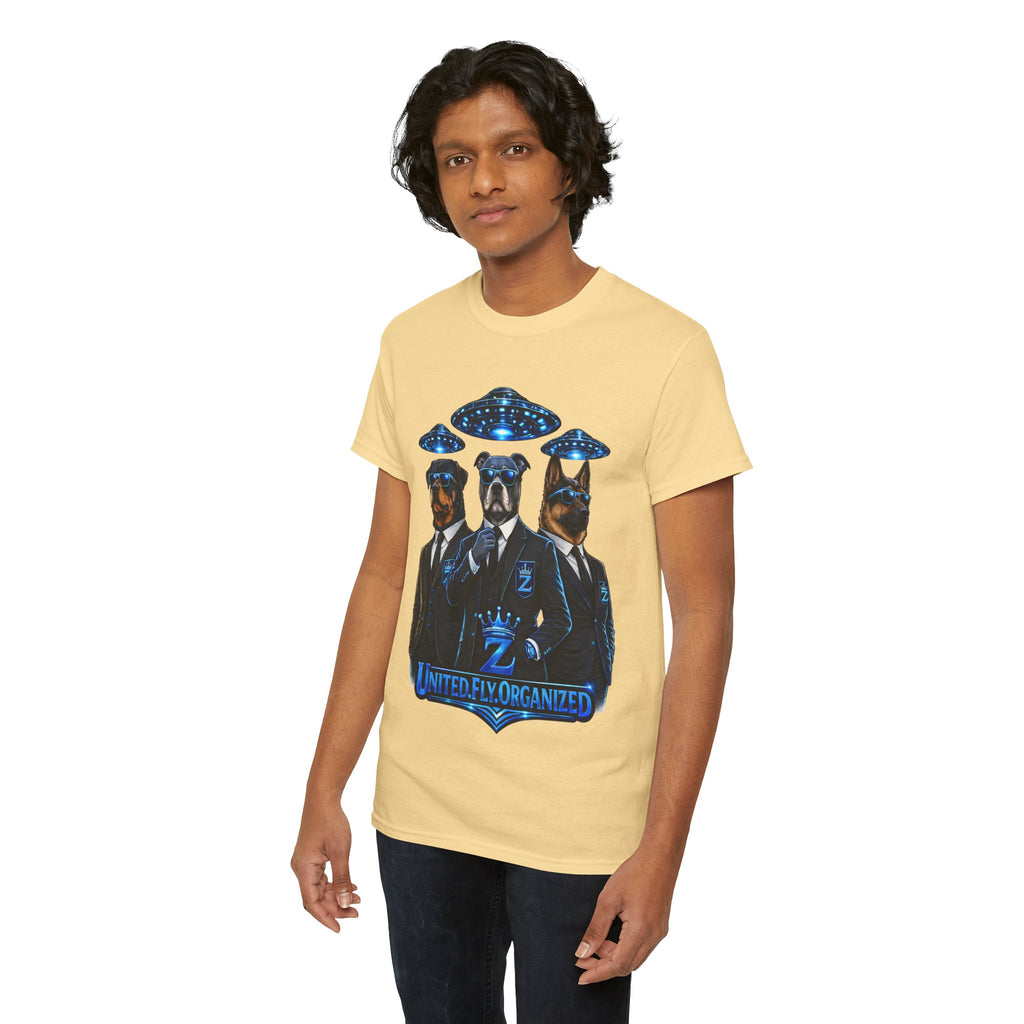 Adult "United. Fly. Organized." Graphic Tee (Blue) Printify
