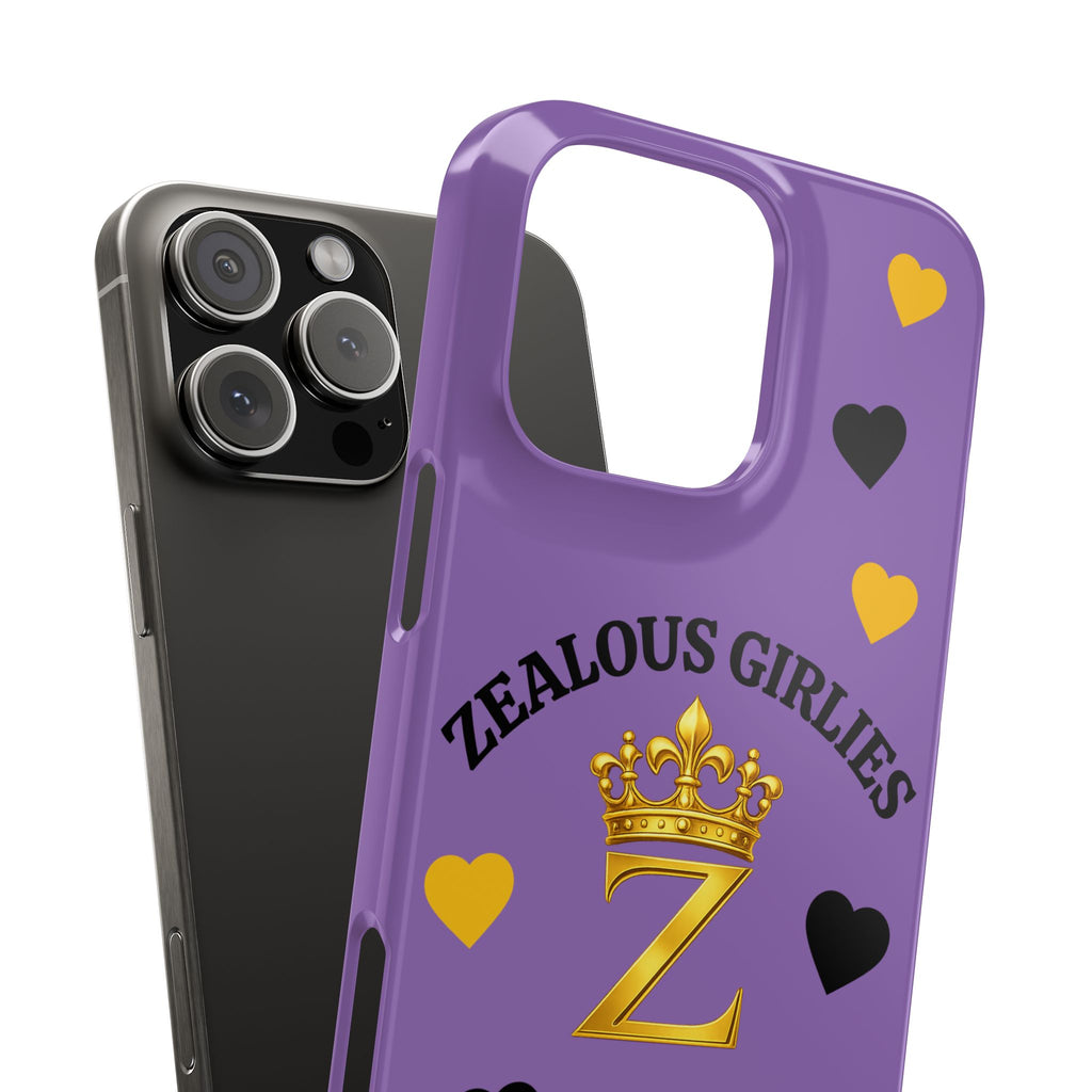 Zealous Girlies 'Z' Crown Slim Phone Case — Purple & Gold Heart Design Printify