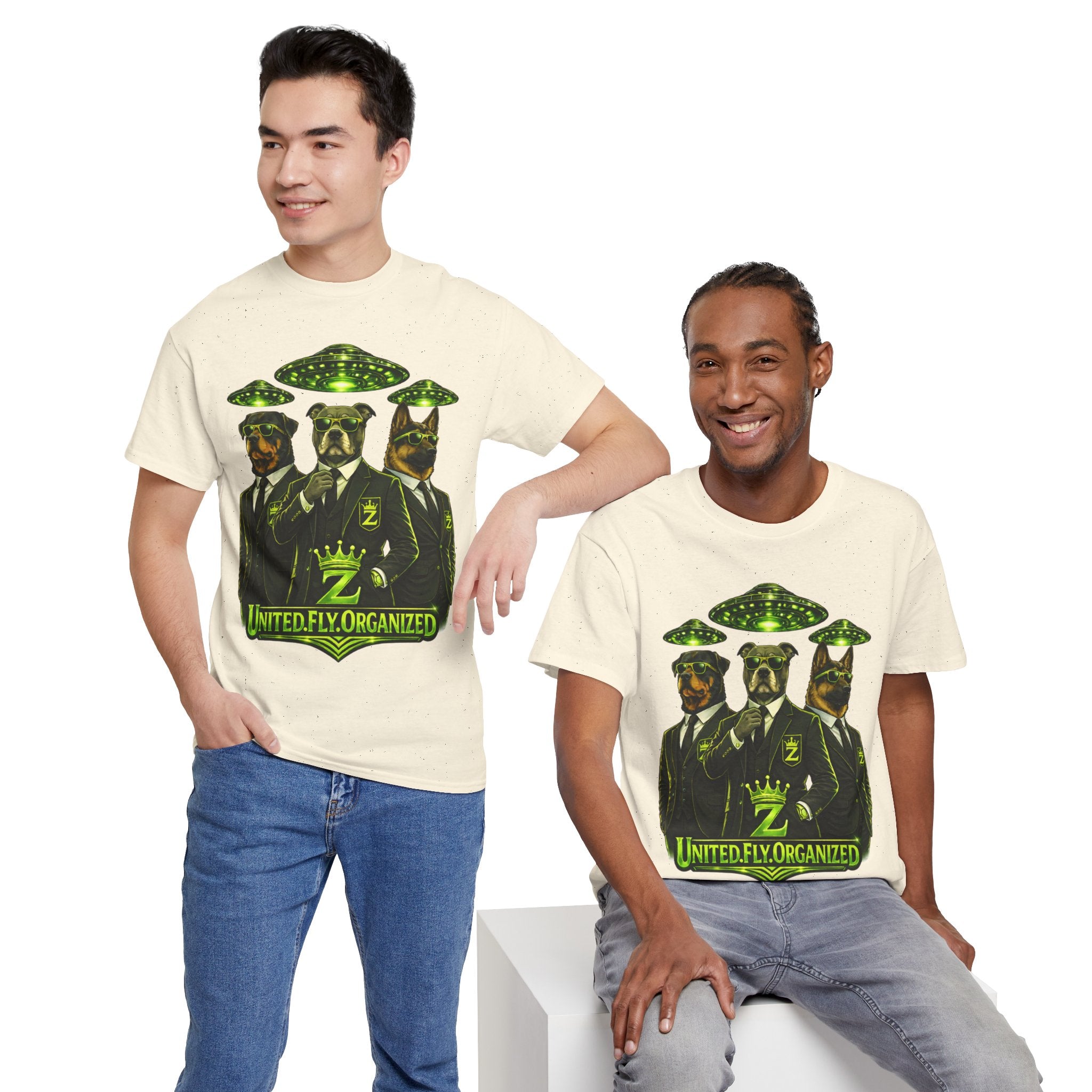 Adult "United. Fly. Organized." Graphic Tee (Lime Green) Printify