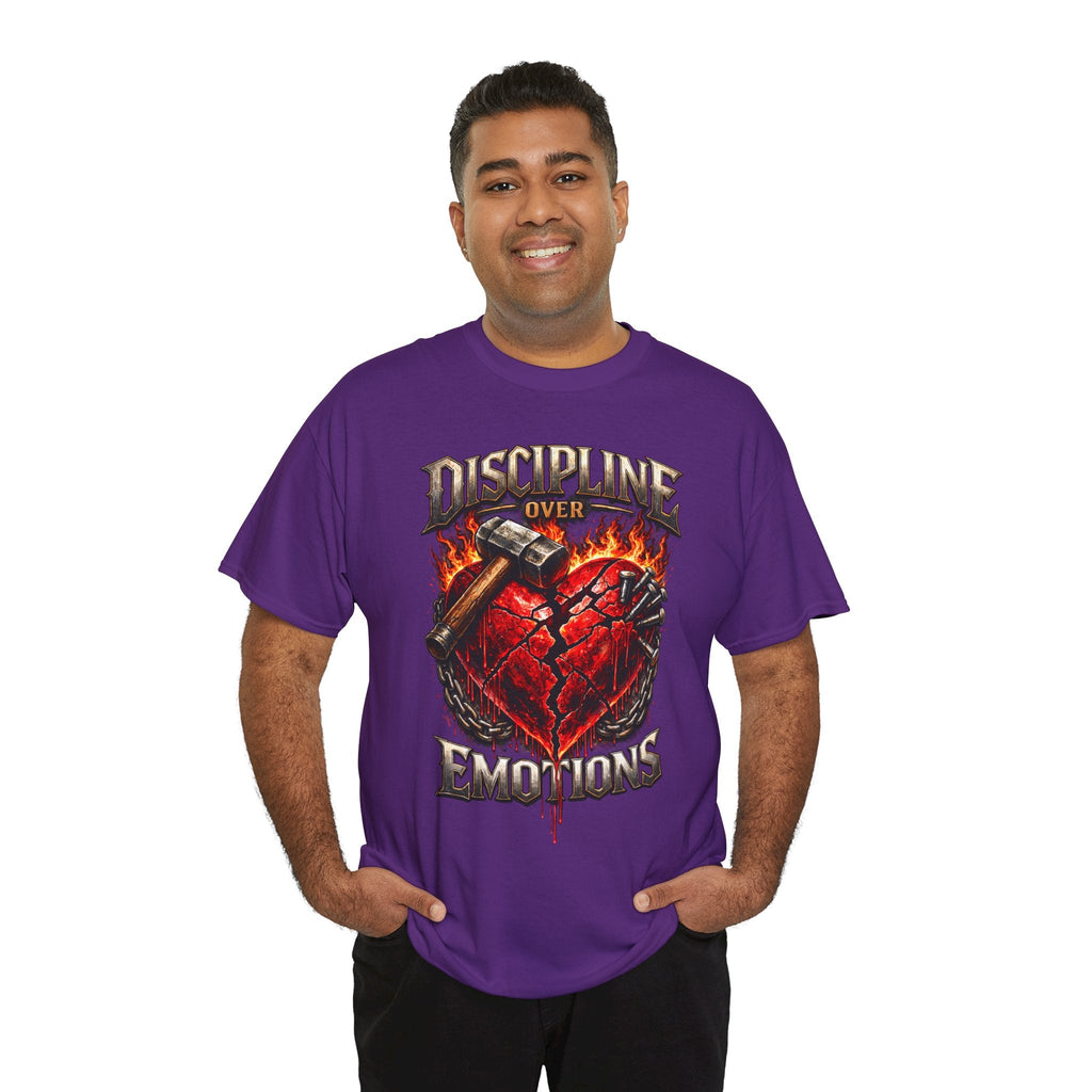 Discipline Over Emotions Graphic T-Shirt (Red Heart) Printify