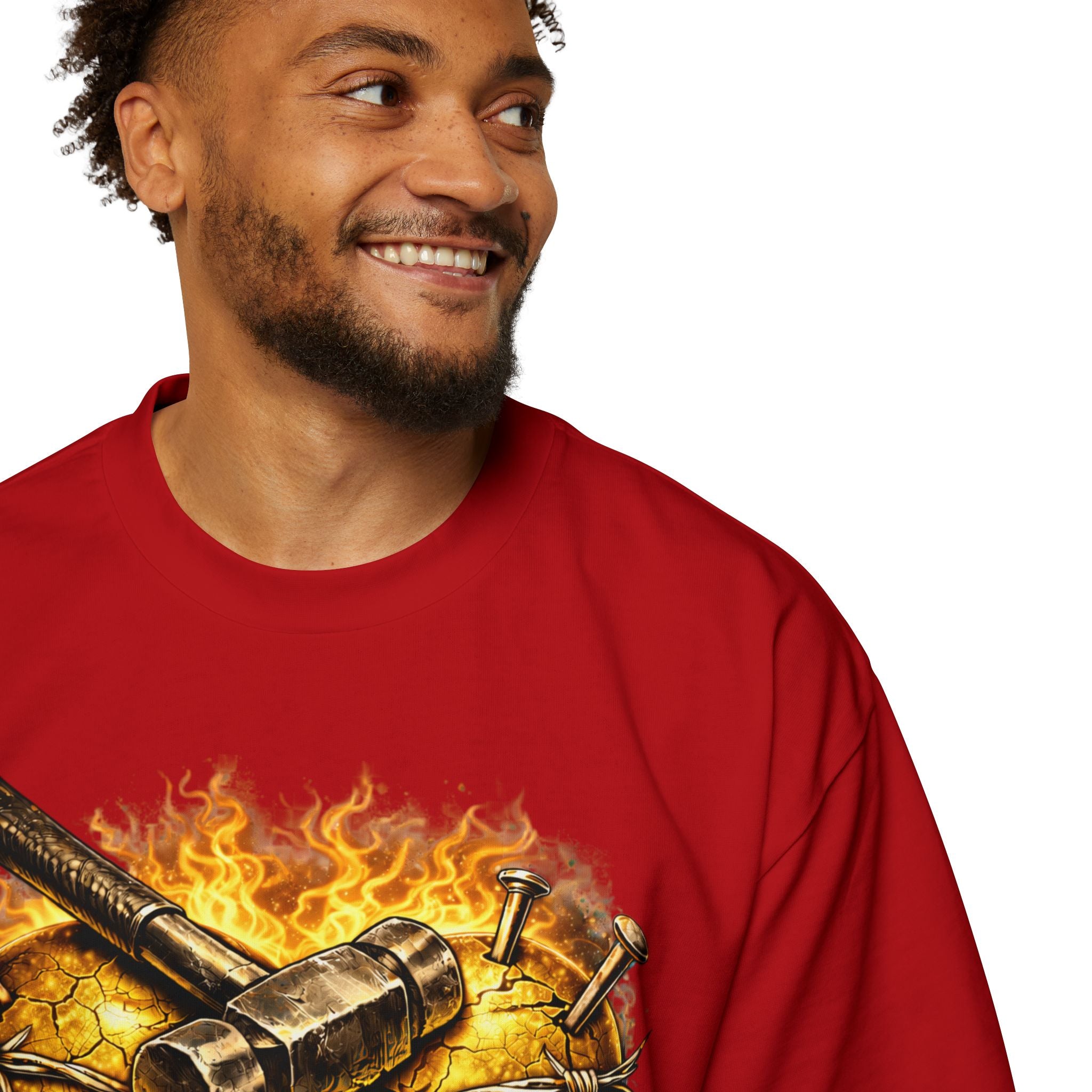 Oversized Discipline Over Emotions Graphic Tee (Gold Heart) Printify