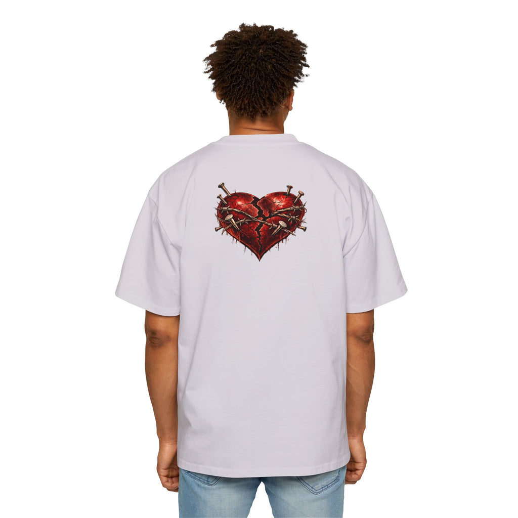 Oversized Discipline Over Emotions Graphic Tee (Front Red Heart) Printify