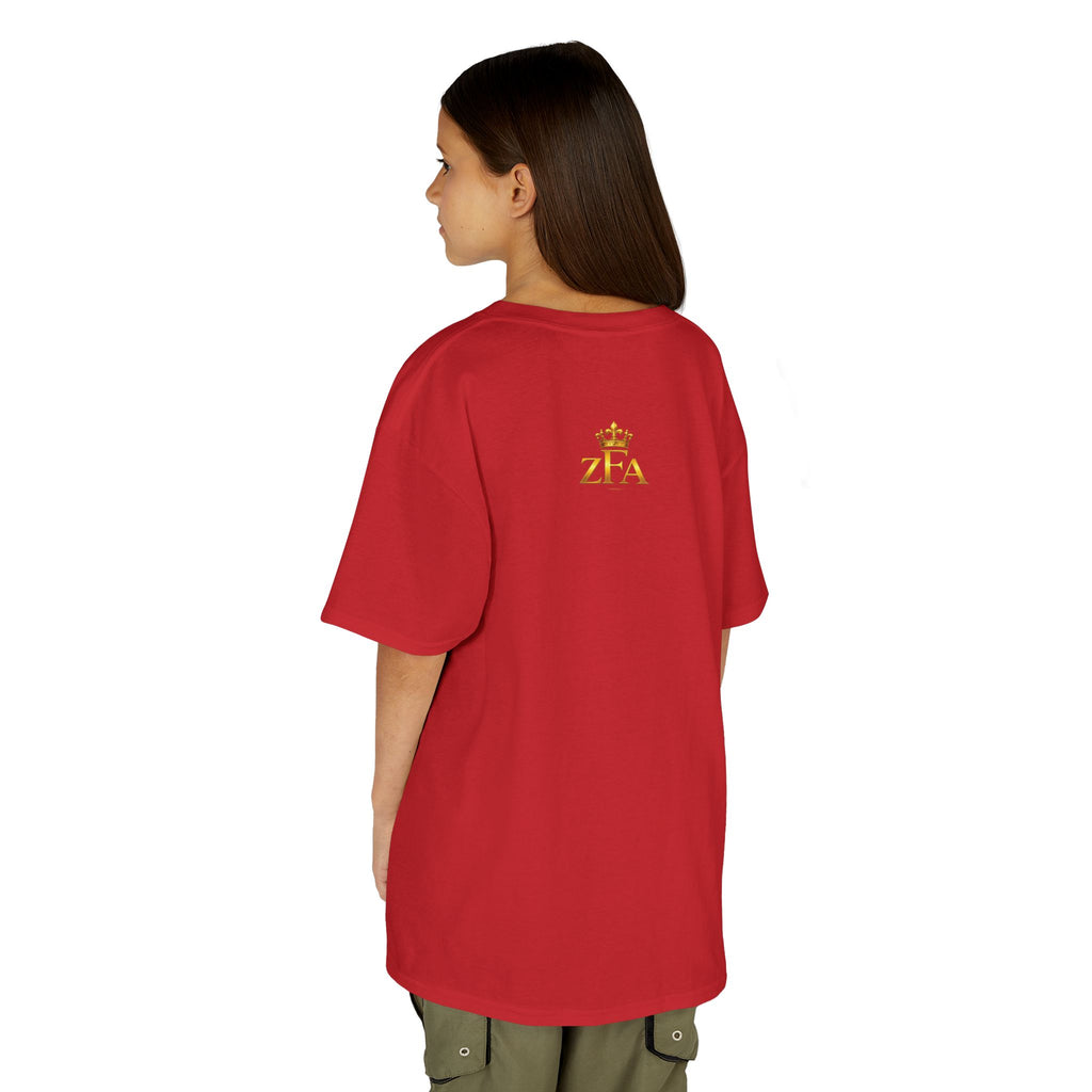 First Kids Zealous For All T-Shirt Drop 01 — Gold Logo Kids Tee Printify