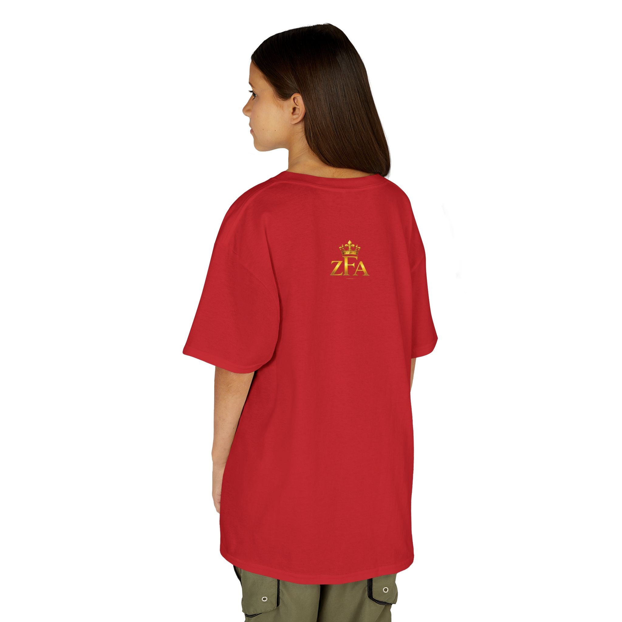 First Kids Zealous For All T-Shirt Drop 01 — Gold Logo Kids Tee Printify