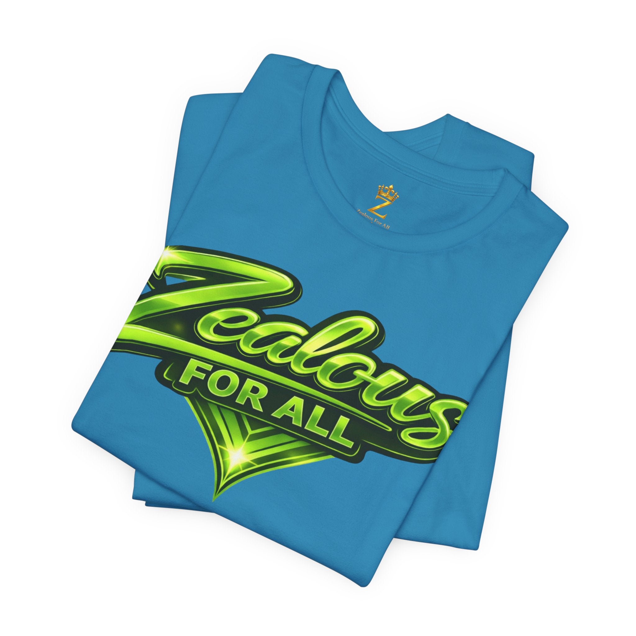 Zealous For All Graphic T-Shirt (Lime Green Logo) Printify