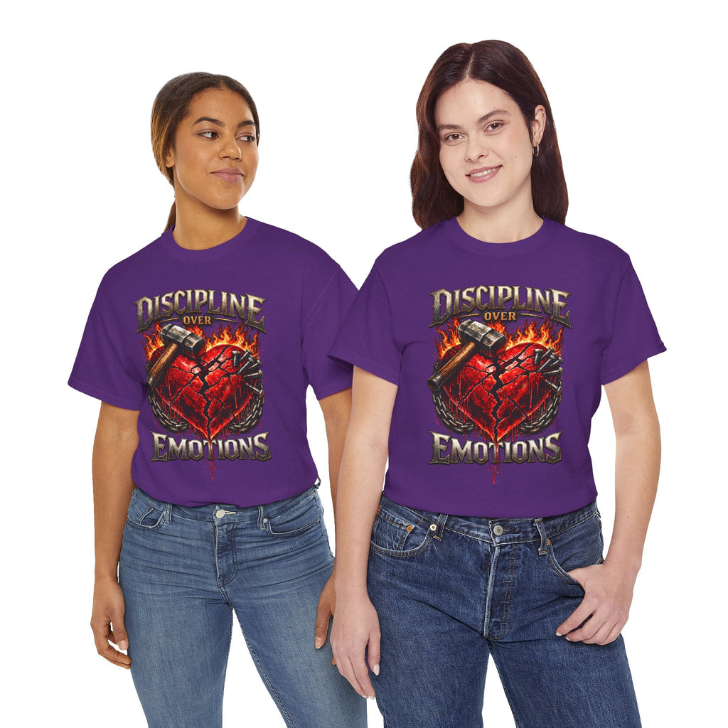 Discipline Over Emotions Graphic T-Shirt (Red Heart) Printify