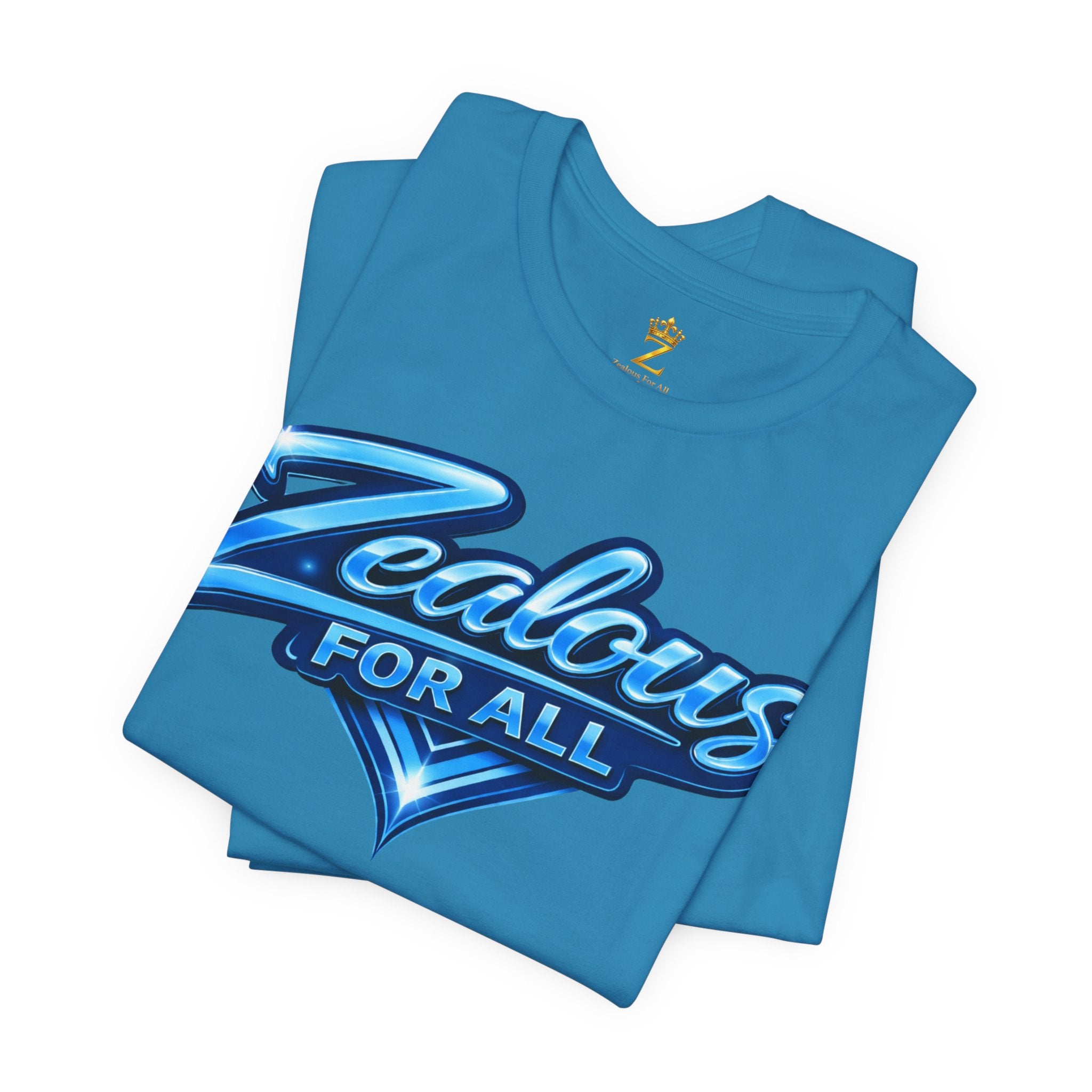 Zealous For All Graphic T-Shirt (Blue Logo) Printify