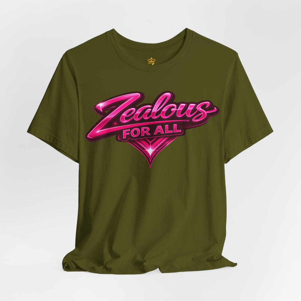 Zealous For All Graphic T-Shirt (Hot Pink Logo) Printify