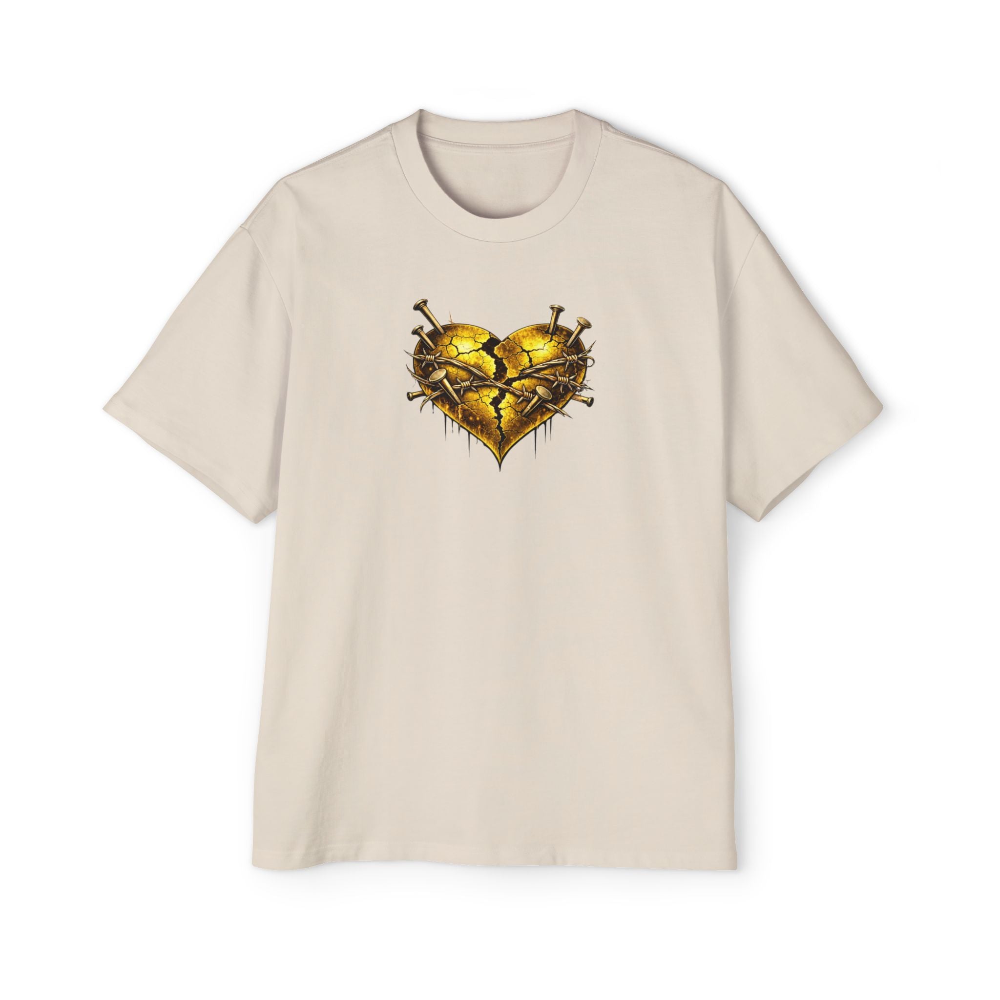 Oversized Discipline Over Emotions (Back) Graphic Tee (Gold Heart) Printify