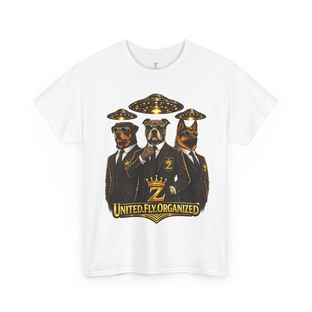 Adult "United. Fly. Organized." Graphic Tee (Gold) Printify
