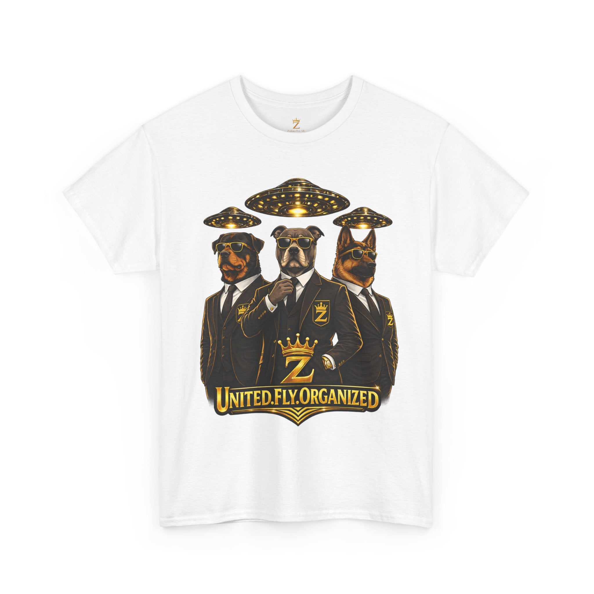 Adult "United. Fly. Organized." Graphic Tee (Gold) Printify