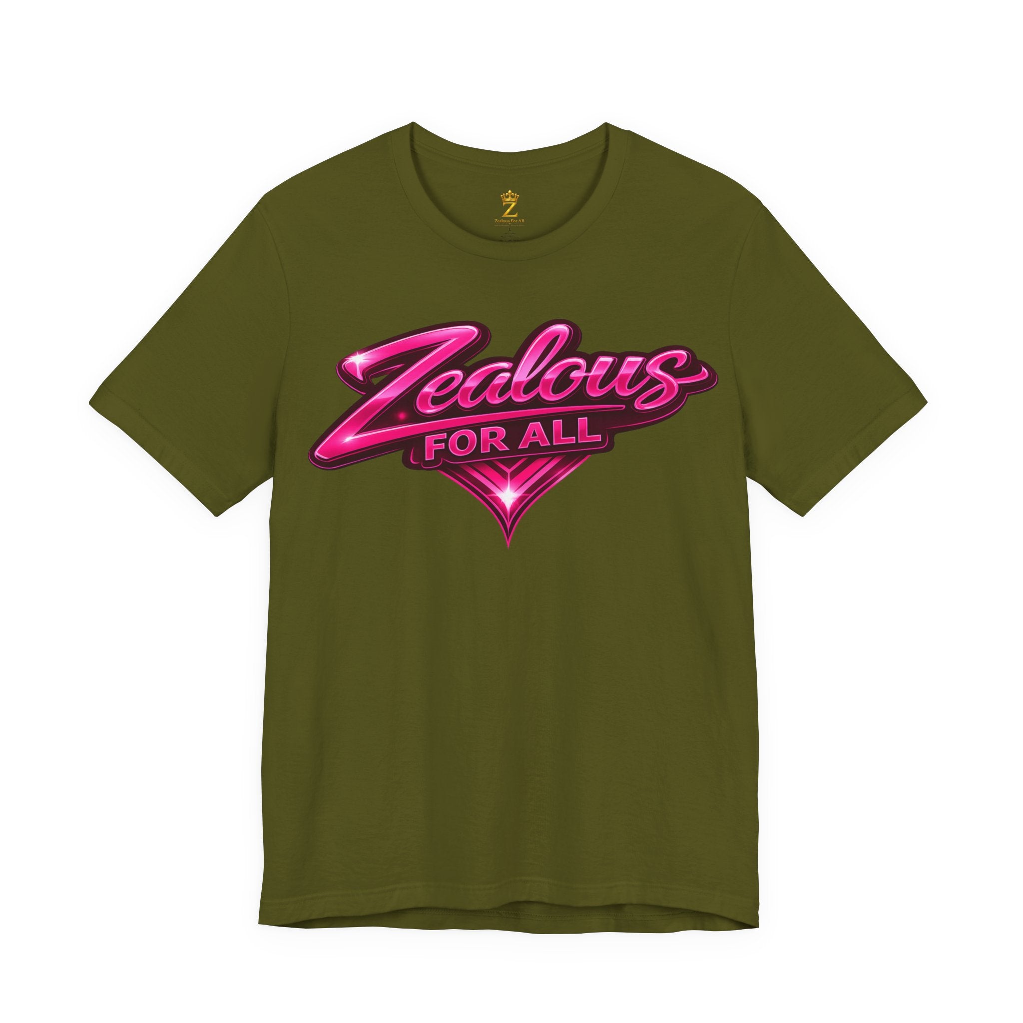Zealous For All Graphic T-Shirt (Hot Pink Logo) Printify