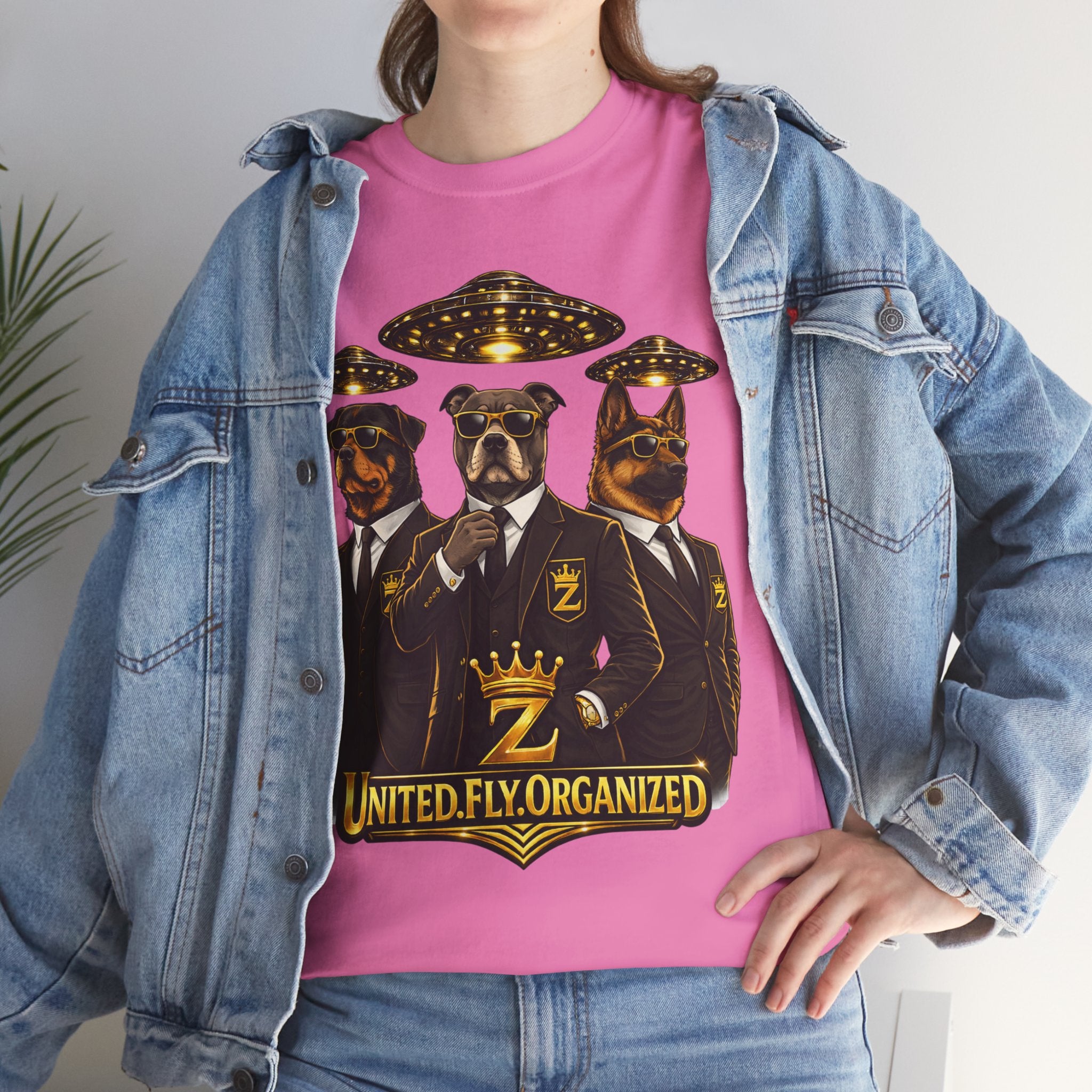 Adult "United. Fly. Organized." Graphic Tee (Gold) Printify
