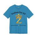 Unisex Luxury Zealous For All T-Shirt (Gold/Black Words, Big Logo T-shirt) Printify