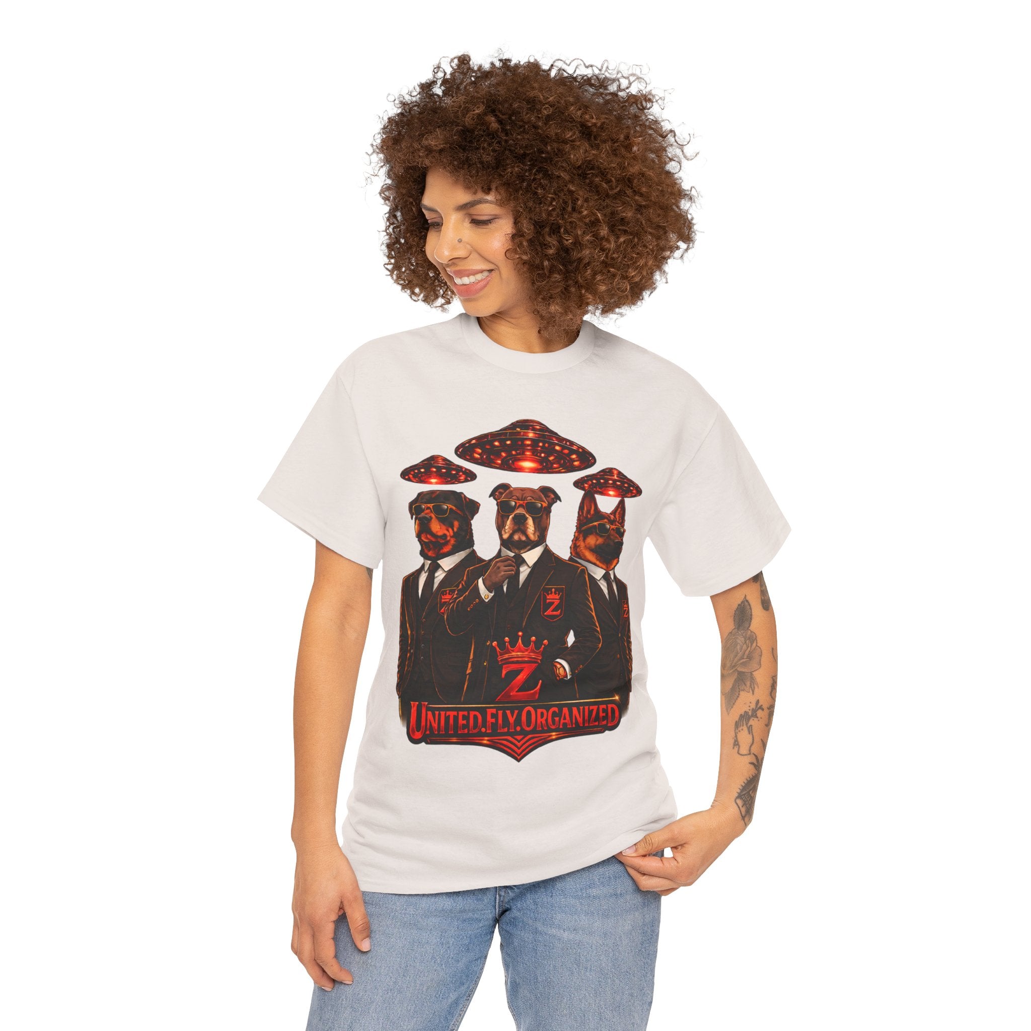 Adult "United. Fly. Organized." Graphic Tee (Red) Printify