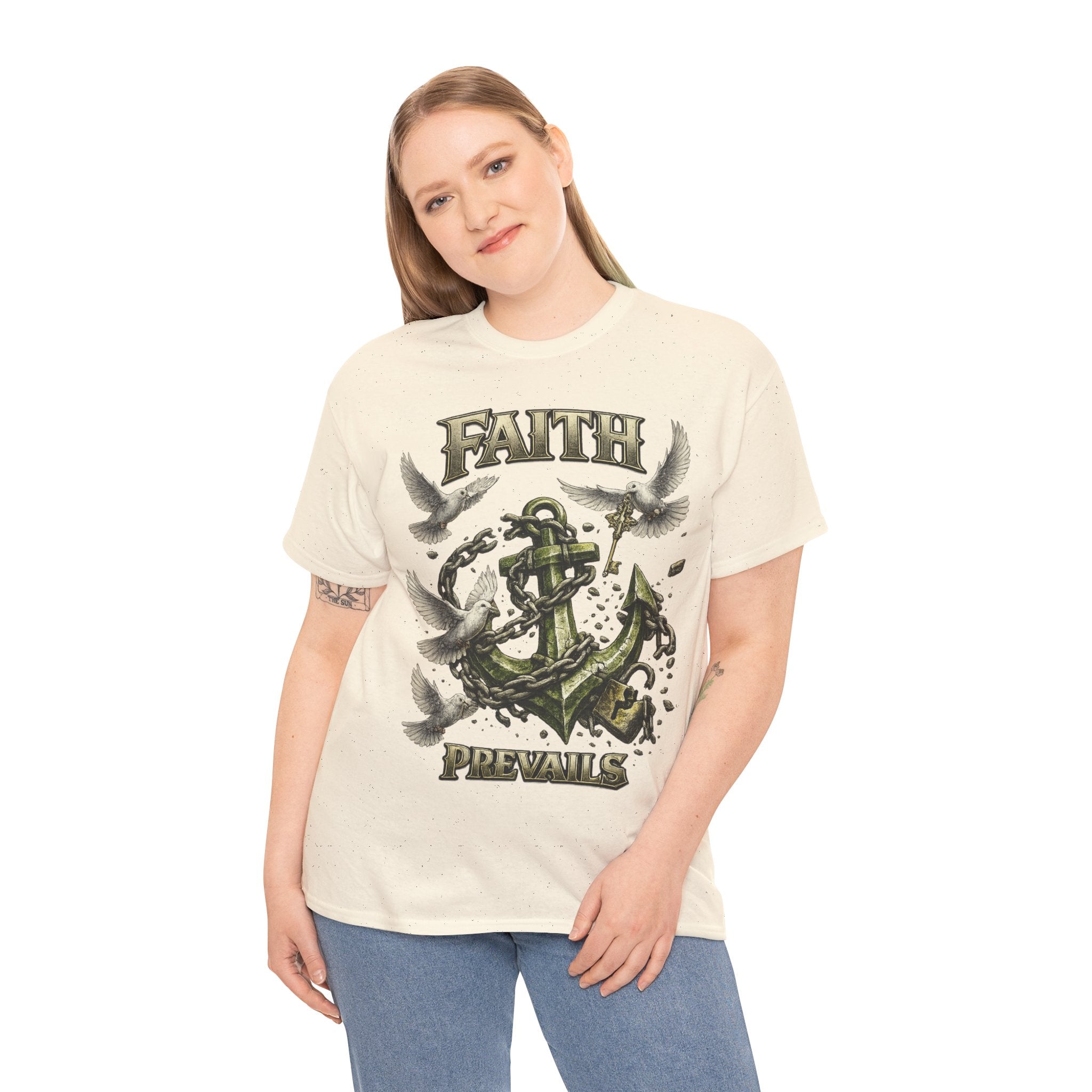 Adult Faith Prevails Anchor T-Shirt (Green Anchor) Printify