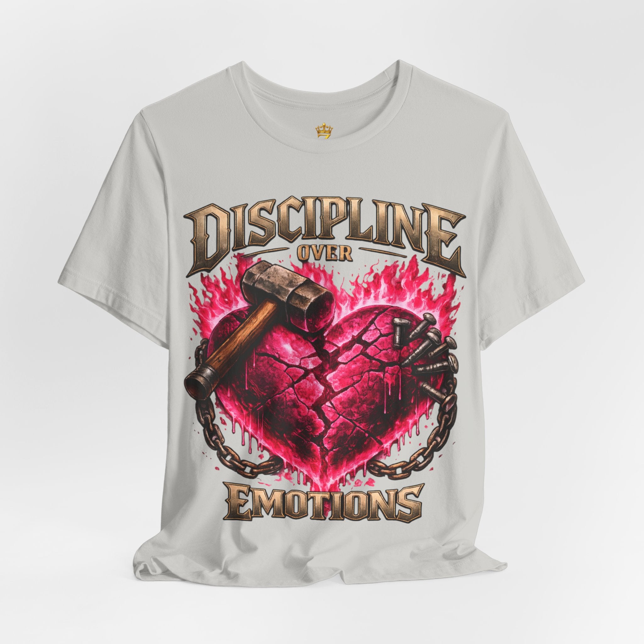 Discipline Over Emotions Premium Graphic T-Shirt (Hot Pink Heart) Printify
