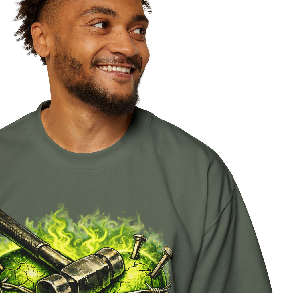 Oversized Discipline Over Emotions Graphic Tee (Green Heart) Printify