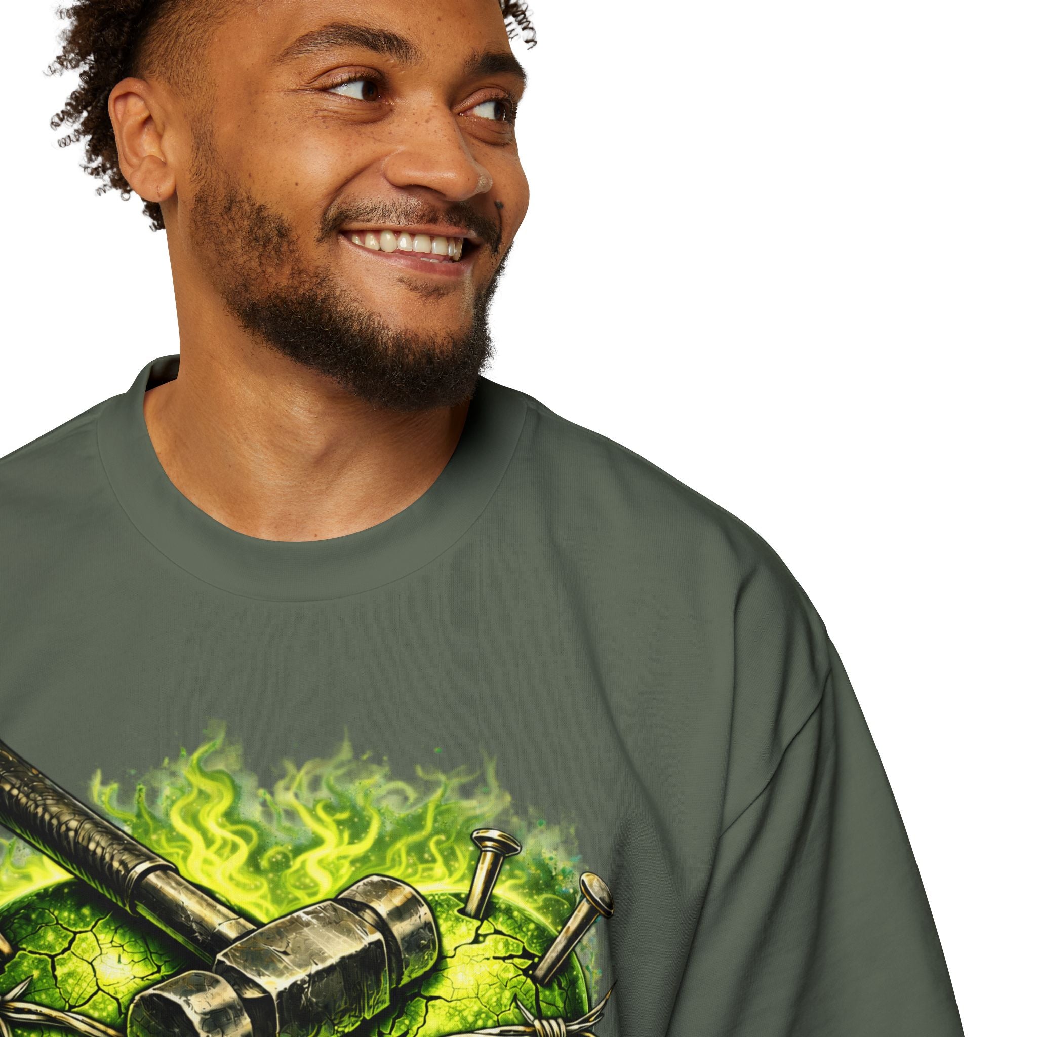 Oversized Discipline Over Emotions Graphic Tee (Green Heart) Printify