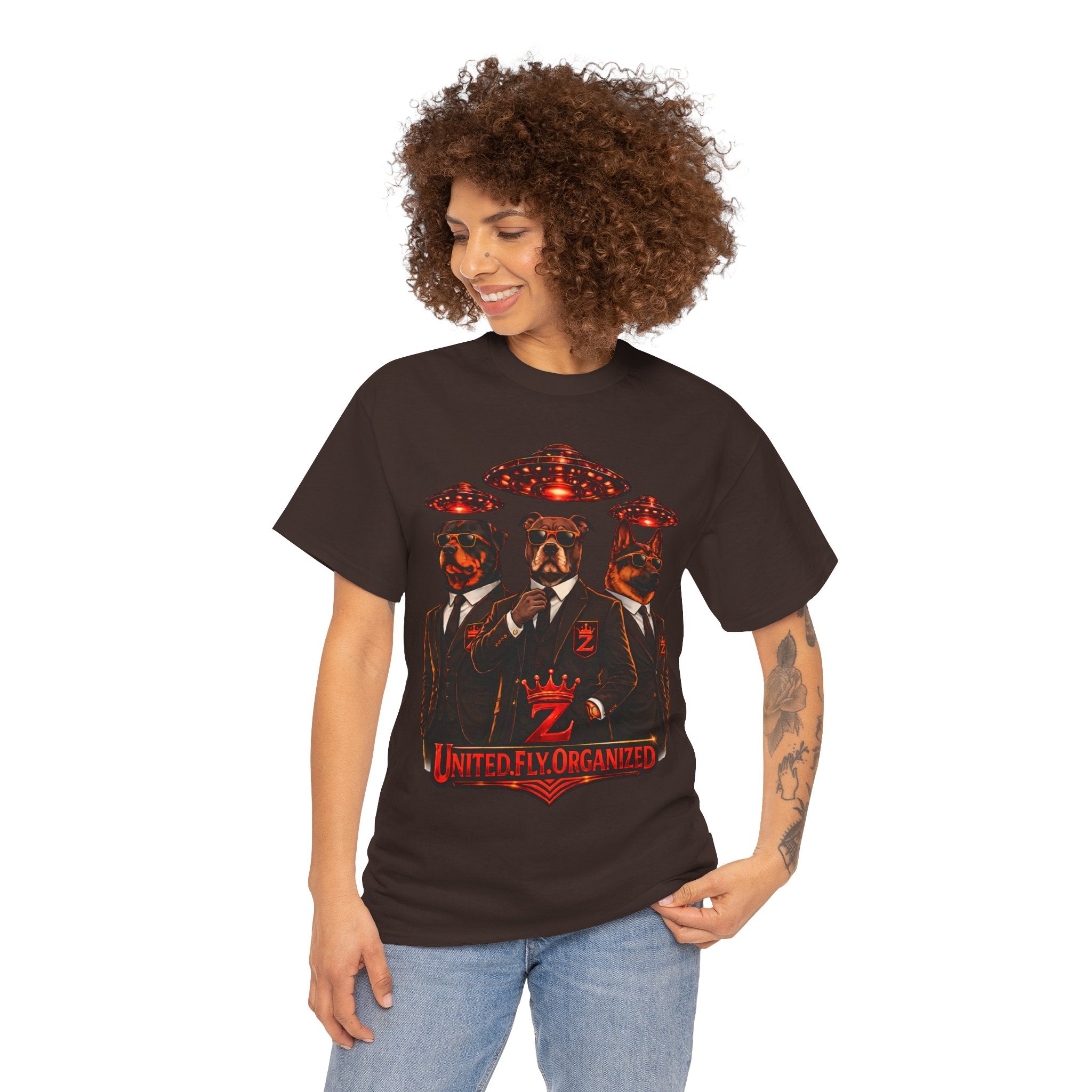Adult "United. Fly. Organized." Graphic Tee (Red) Printify
