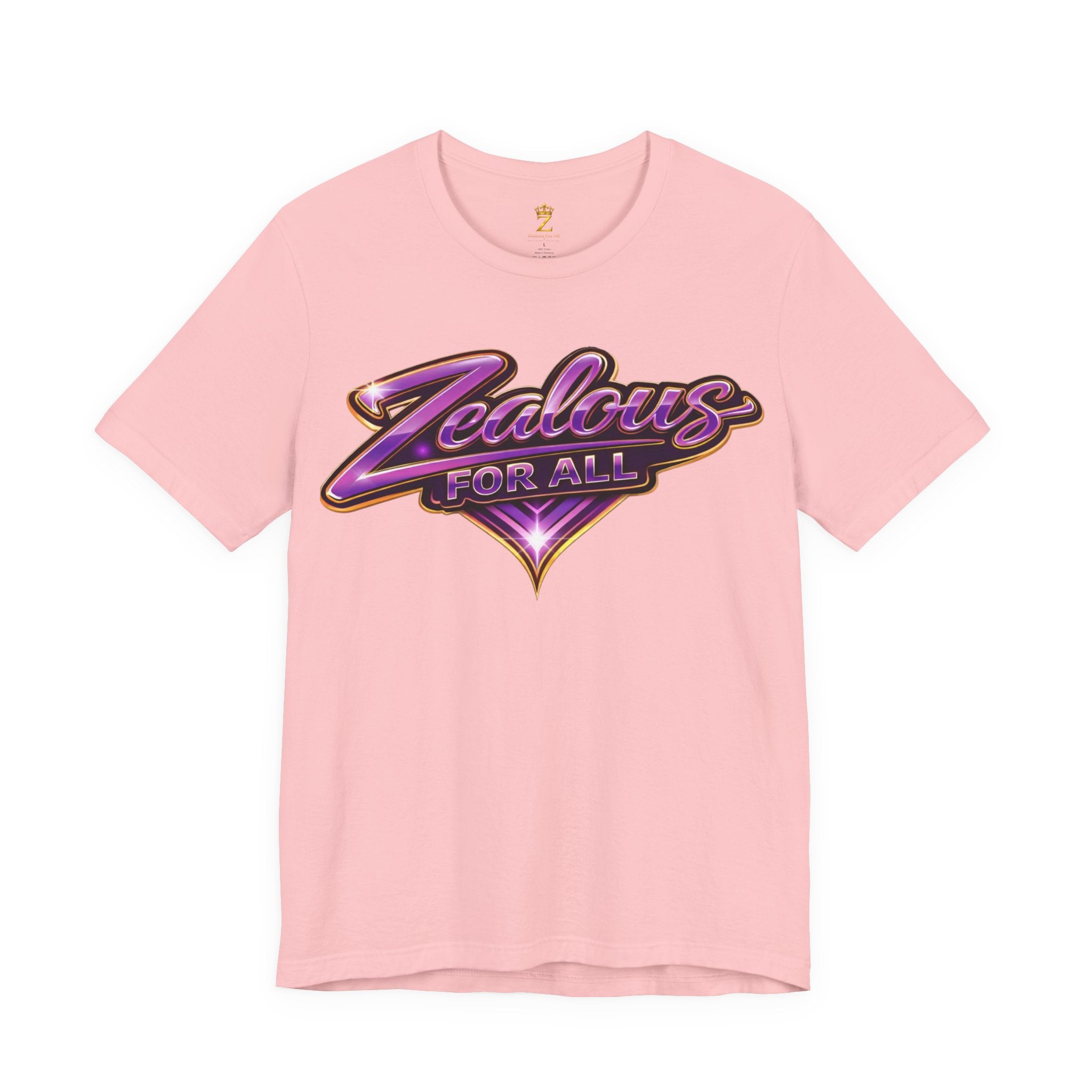 CUSTOM Zealous For All Graphic T-Shirt (Purple & Gold Trim Logo)