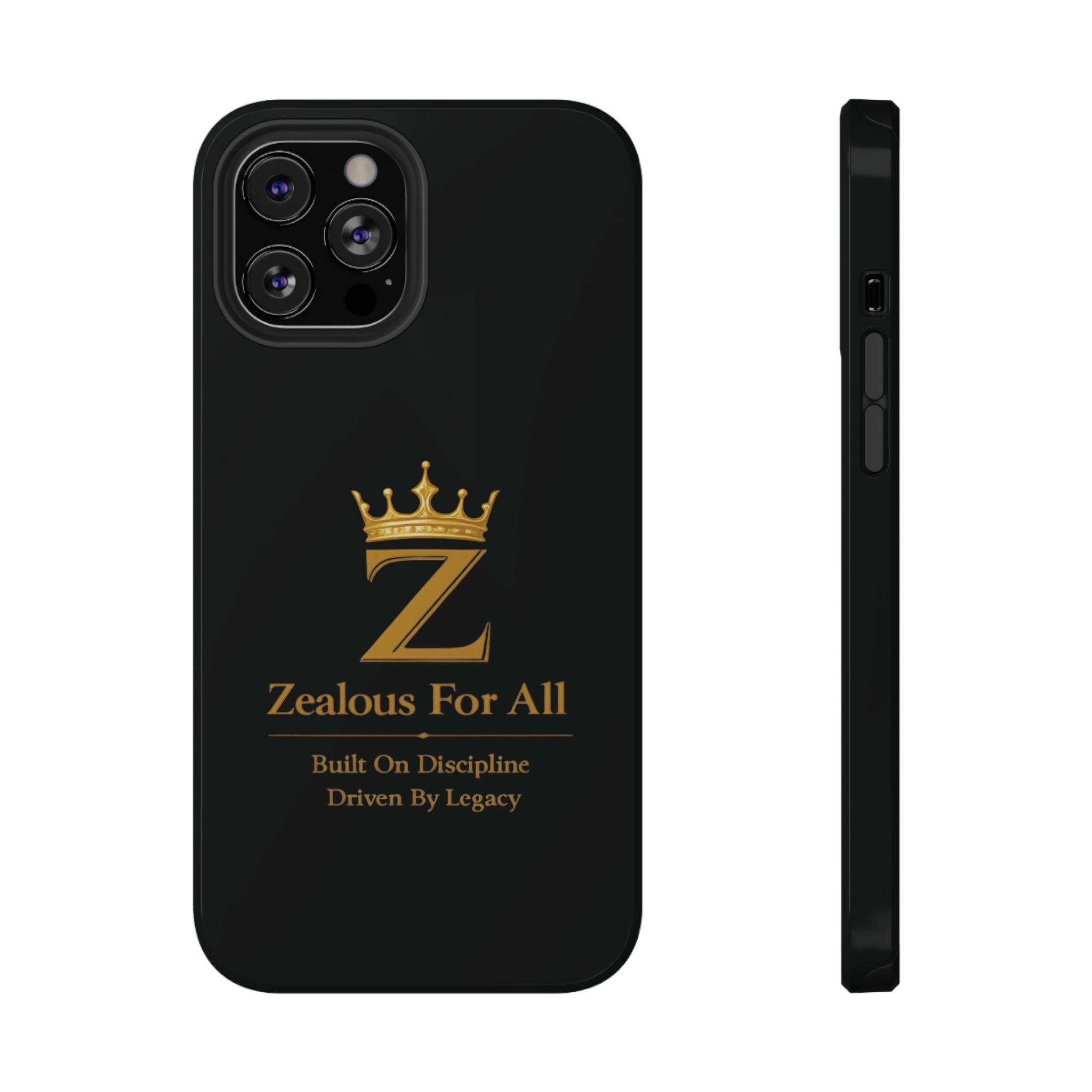 Phone Case — "Zealous For All" Gold Crown Impact-Resistant Case Printify