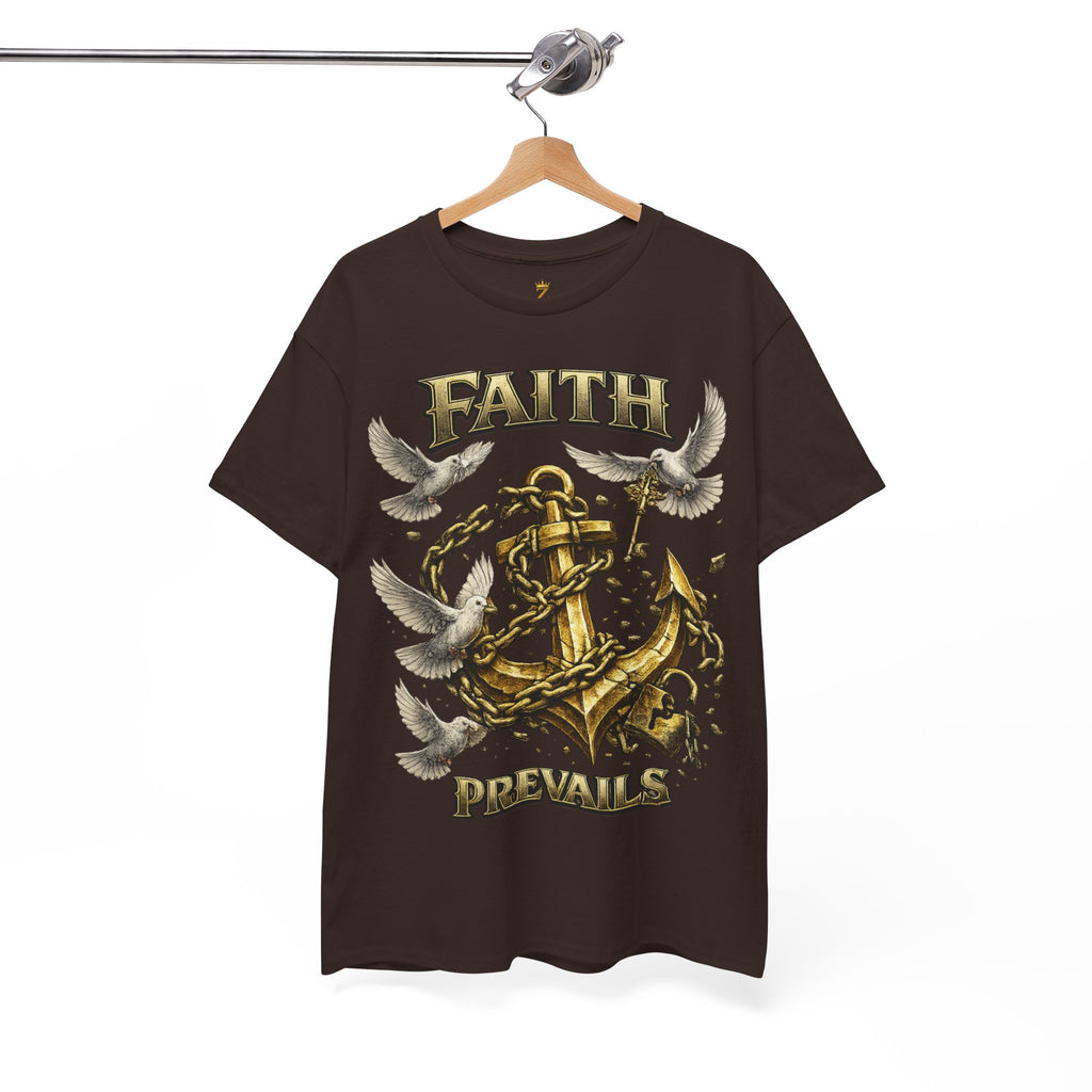 Adult Faith Prevails Anchor T-Shirt (Gold Anchor) Printify