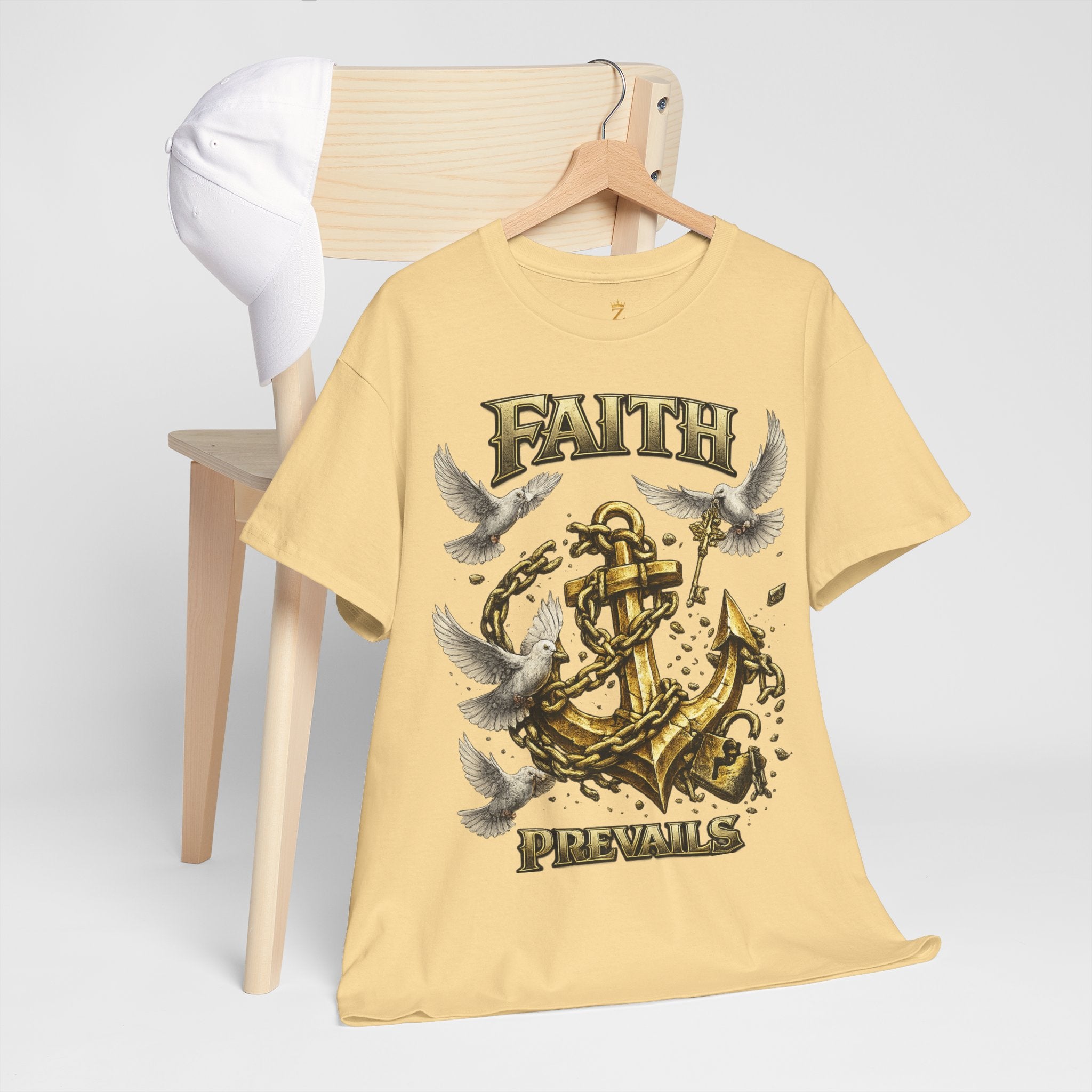 Adult Faith Prevails Anchor T-Shirt (Gold Anchor) Printify