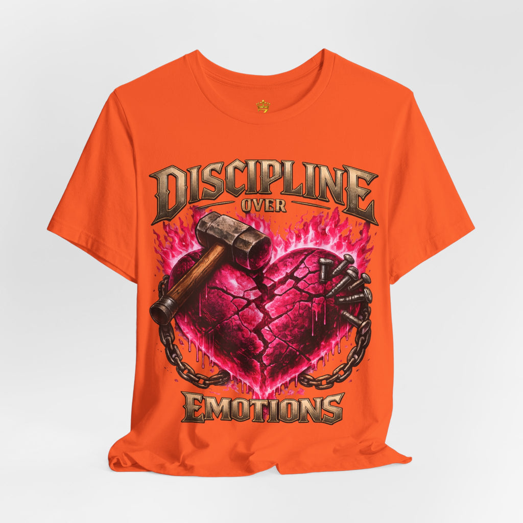 Discipline Over Emotions Premium Graphic T-Shirt (Hot Pink Heart) Printify