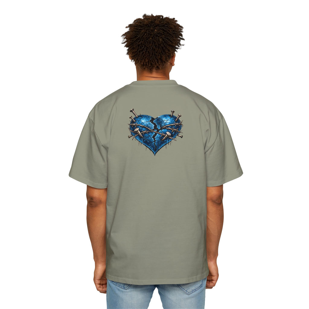 Oversized Discipline Over Emotions Graphic T-Shirt (Blue Heart) Printify