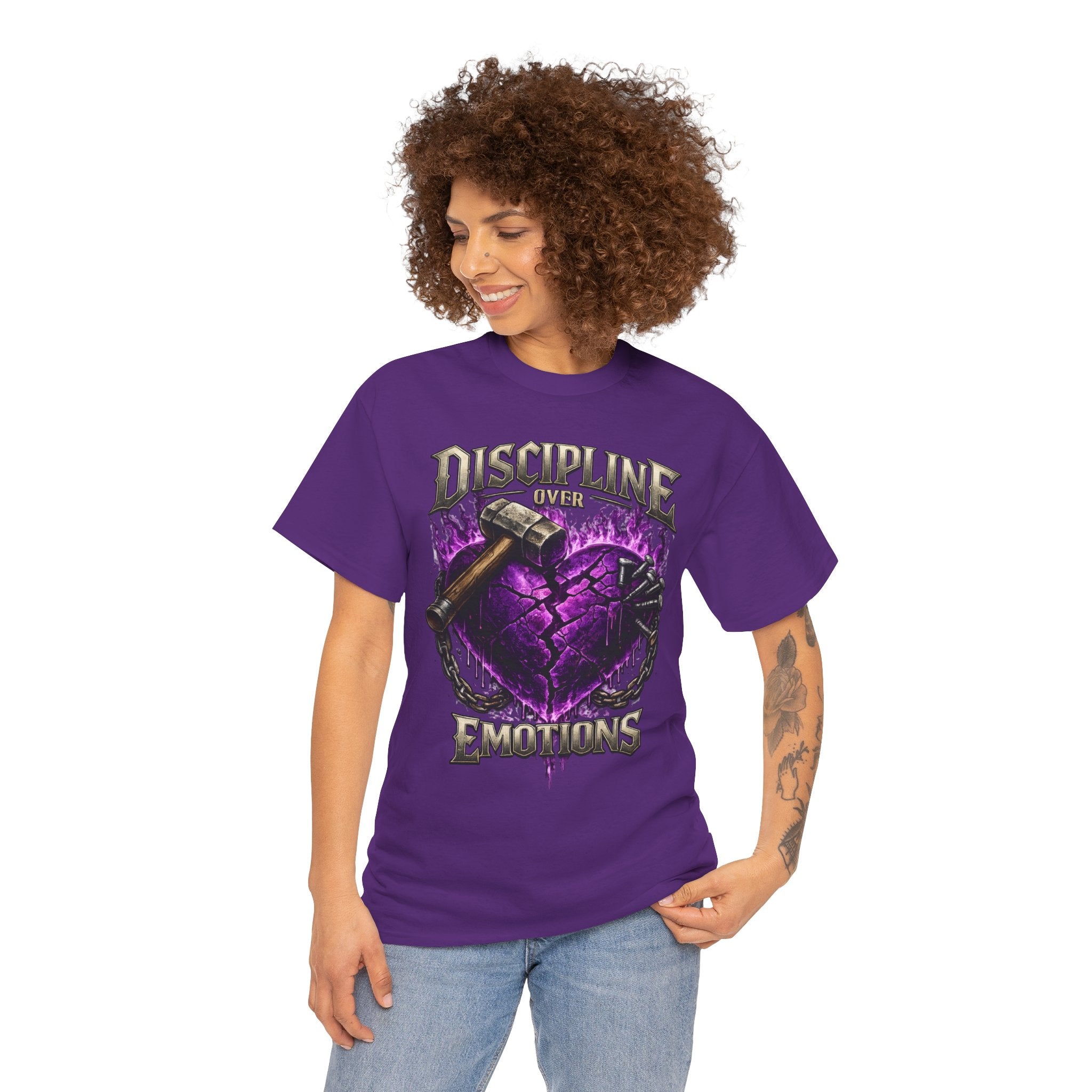 Adult Discipline Over Emotions Graphic T-Shirt (Purple Heart)