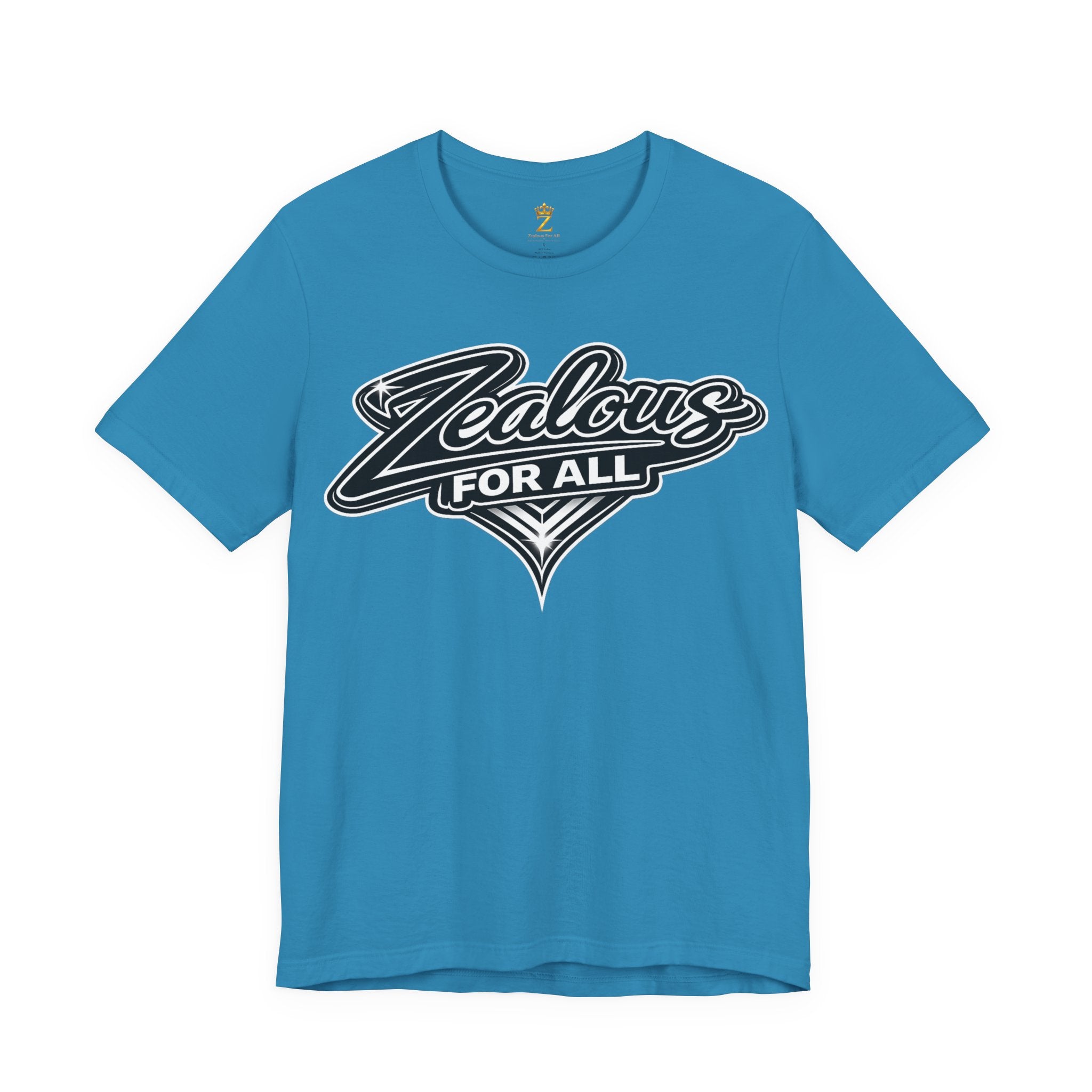 Zealous For All Graphic T-Shirt (Black Logo) Printify