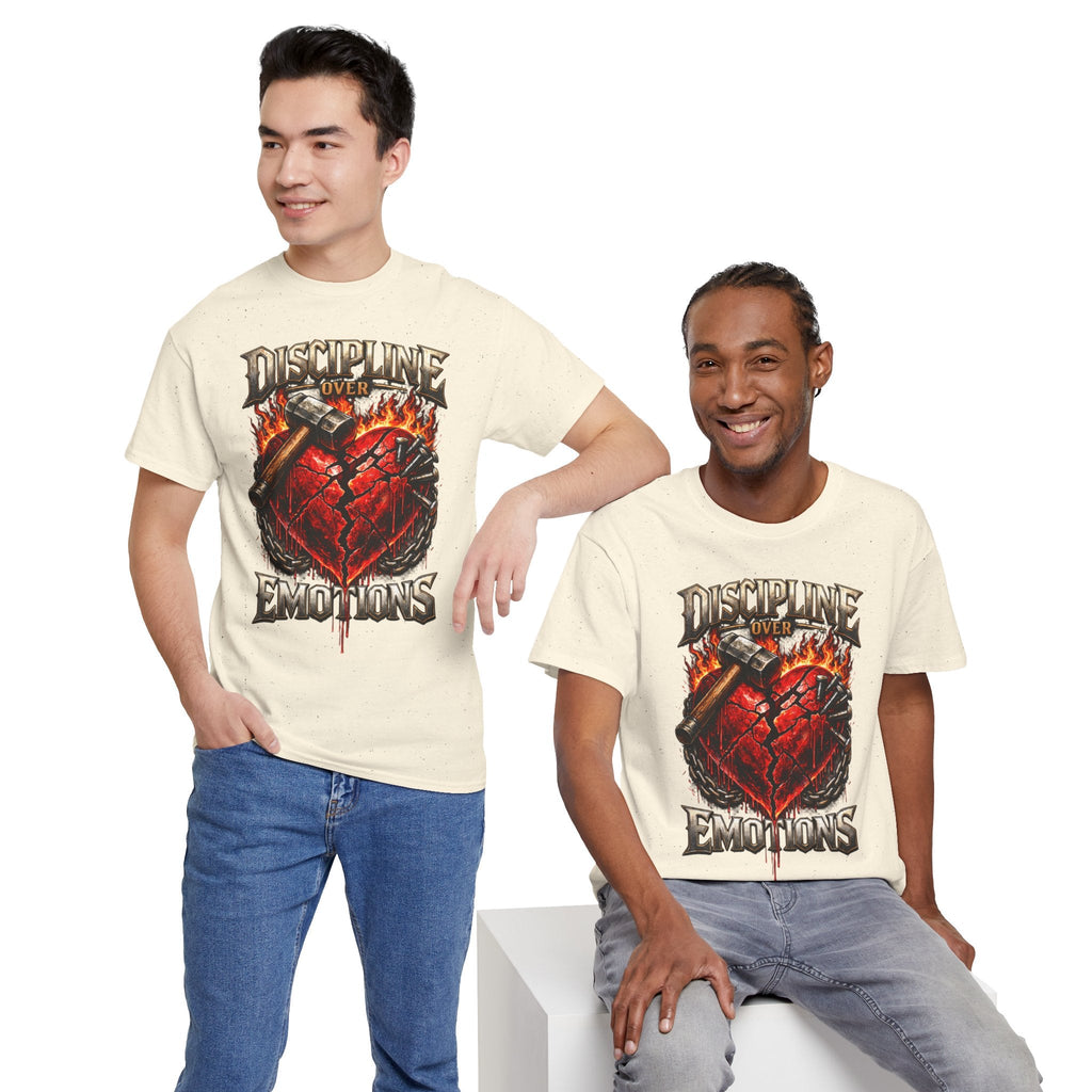 Discipline Over Emotions Graphic T-Shirt (Red Heart) Printify