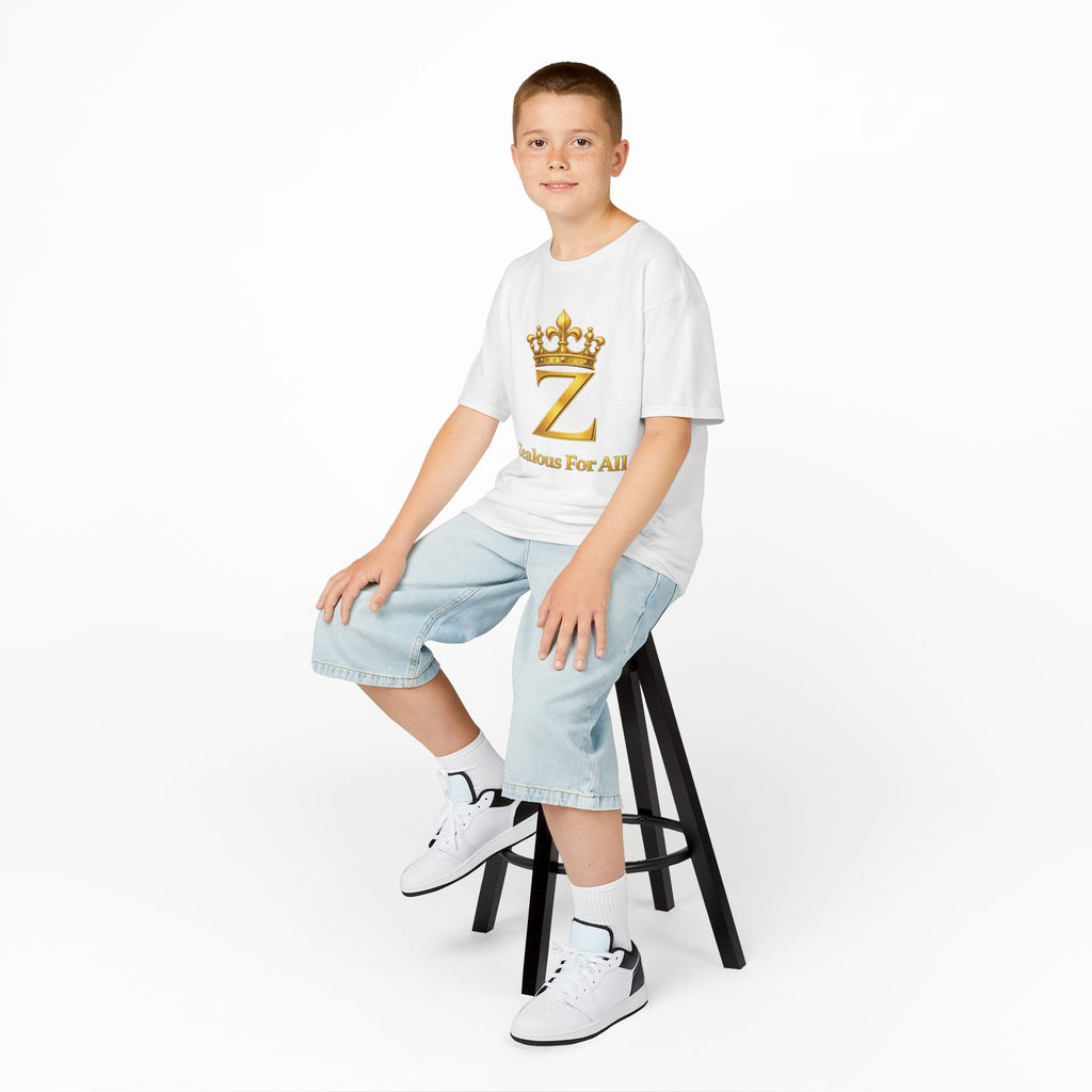 First Kids Zealous For All T-Shirt Drop 01 — Gold Logo Kids Tee Printify