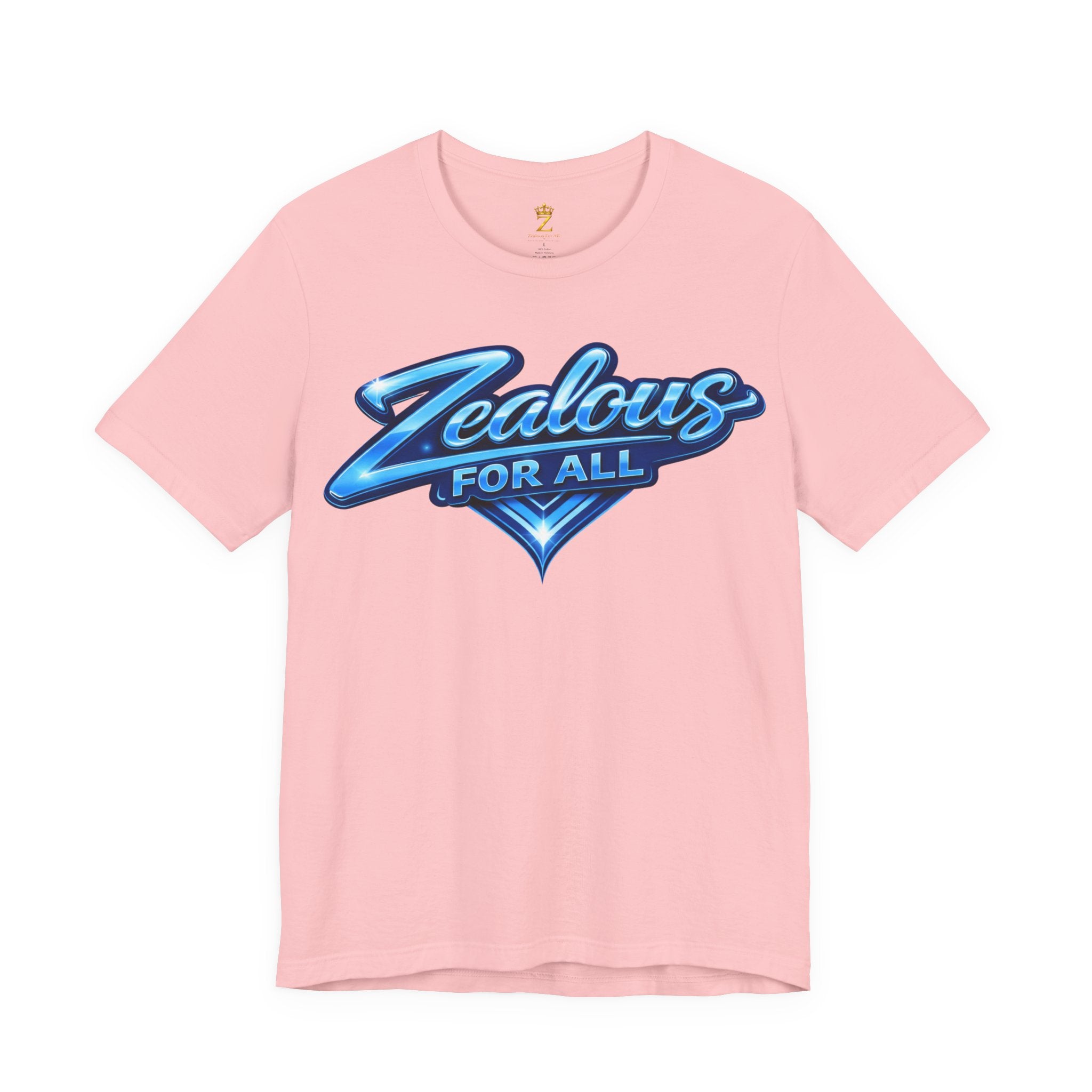 Zealous For All Graphic T-Shirt (Blue Logo) Printify
