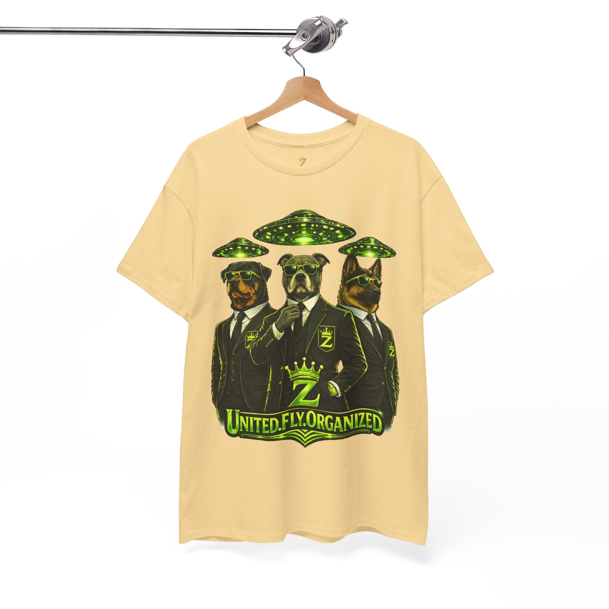 Adult "United. Fly. Organized." Graphic Tee (Lime Green) Printify