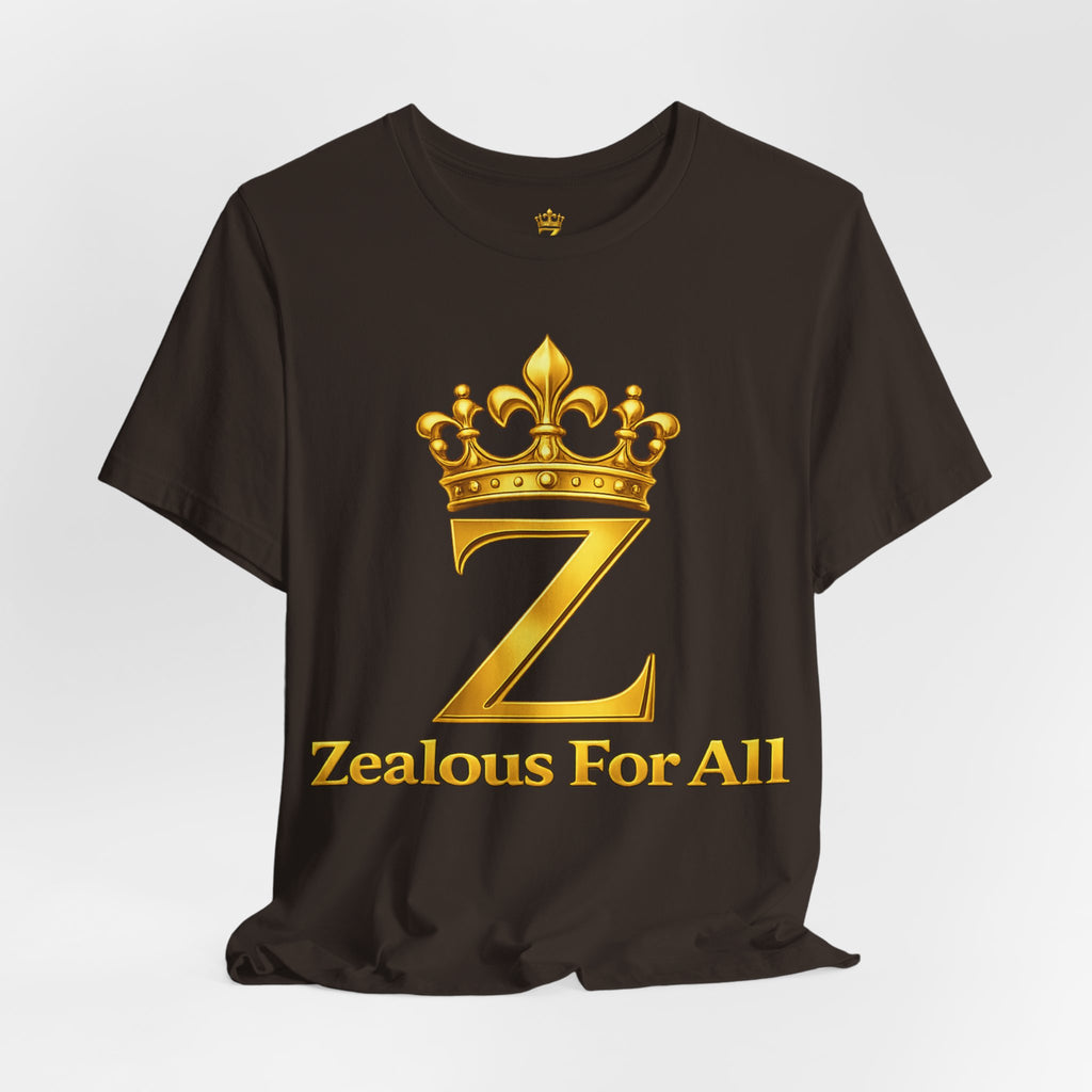 Unisex Zealous For All T-Shirt (Gold Logo) Printify